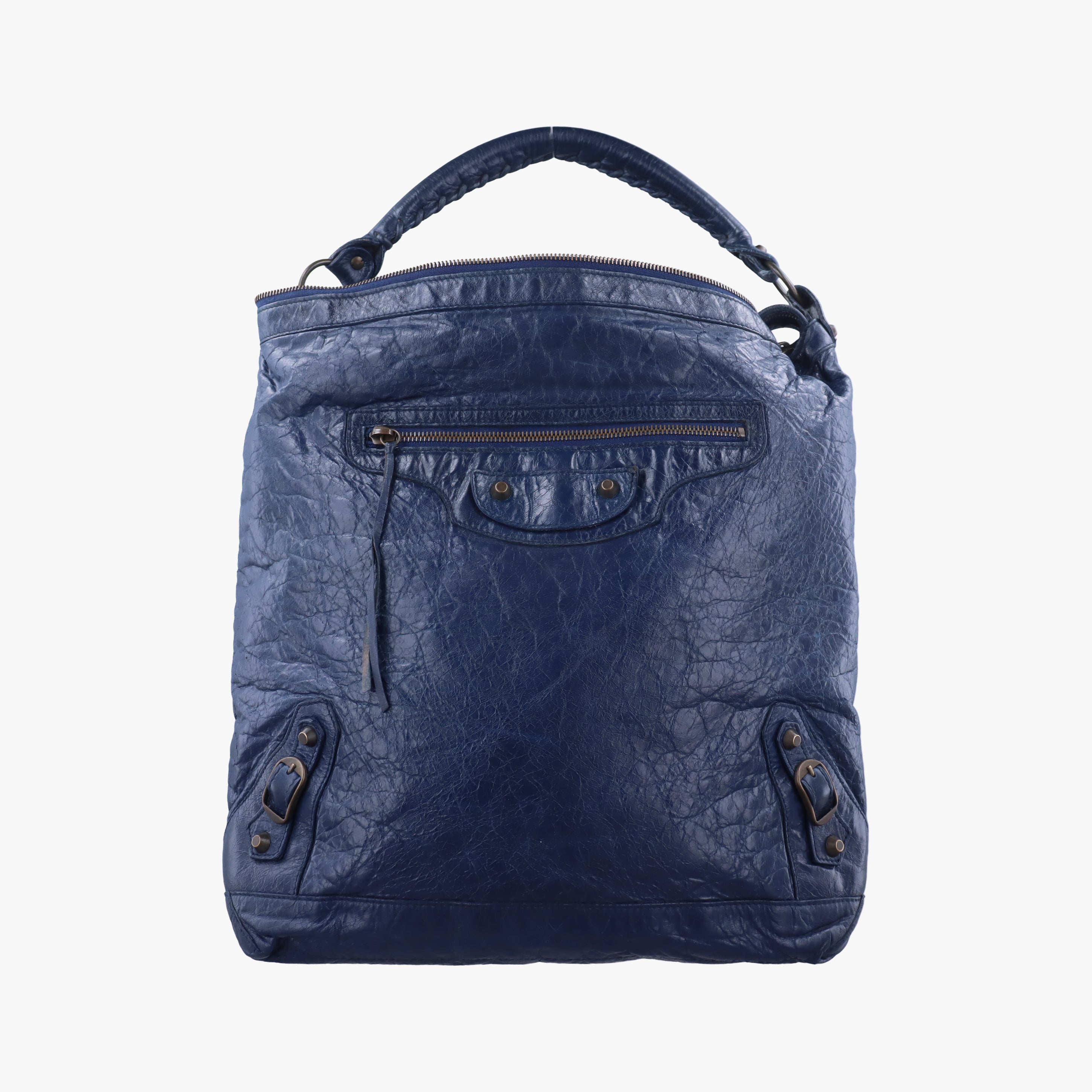 Secondhand Balenciaga The Day Navy lambskin  shoulderbag | stylenewstar