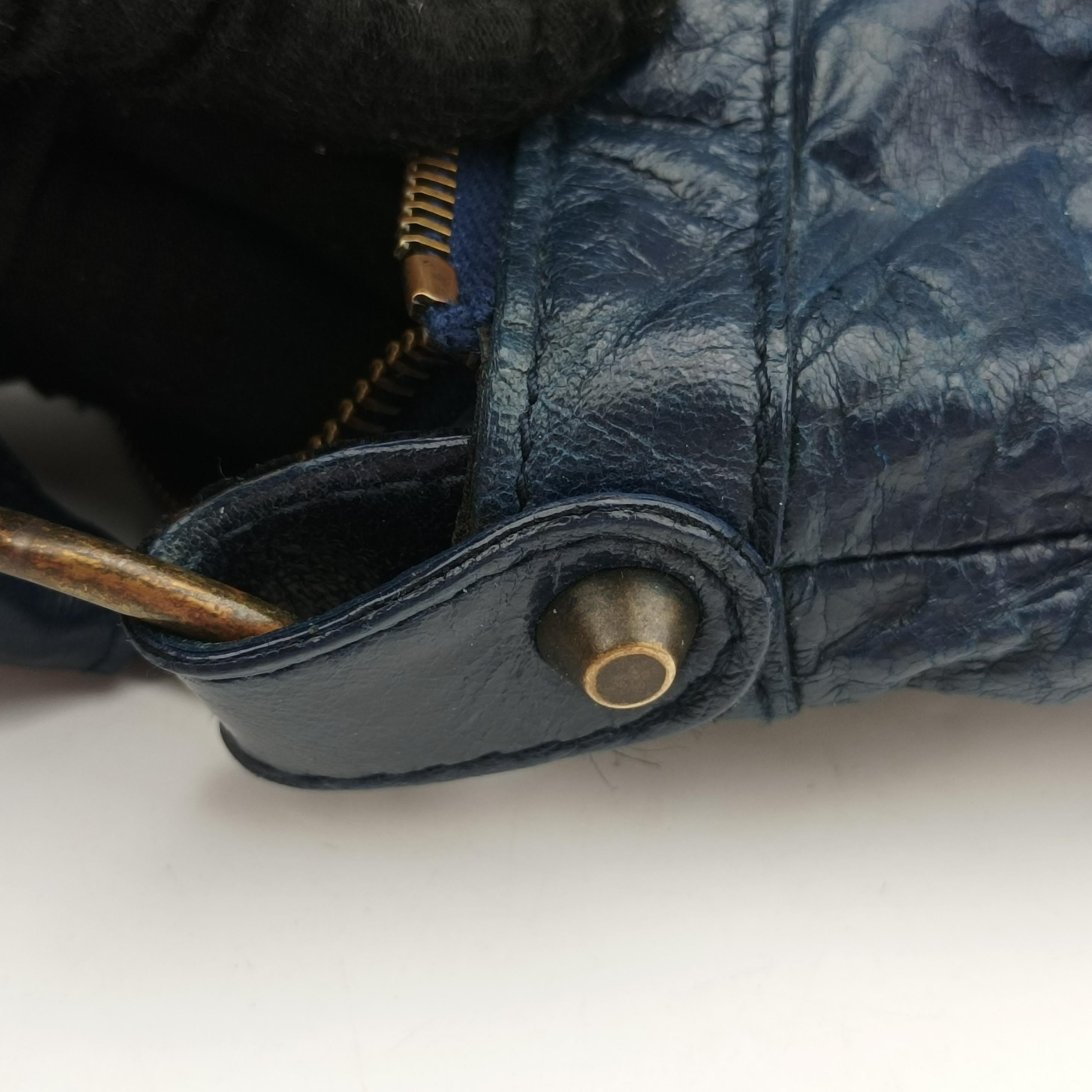 Secondhand Balenciaga The Day Navy lambskin  shoulderbag | stylenewstar
