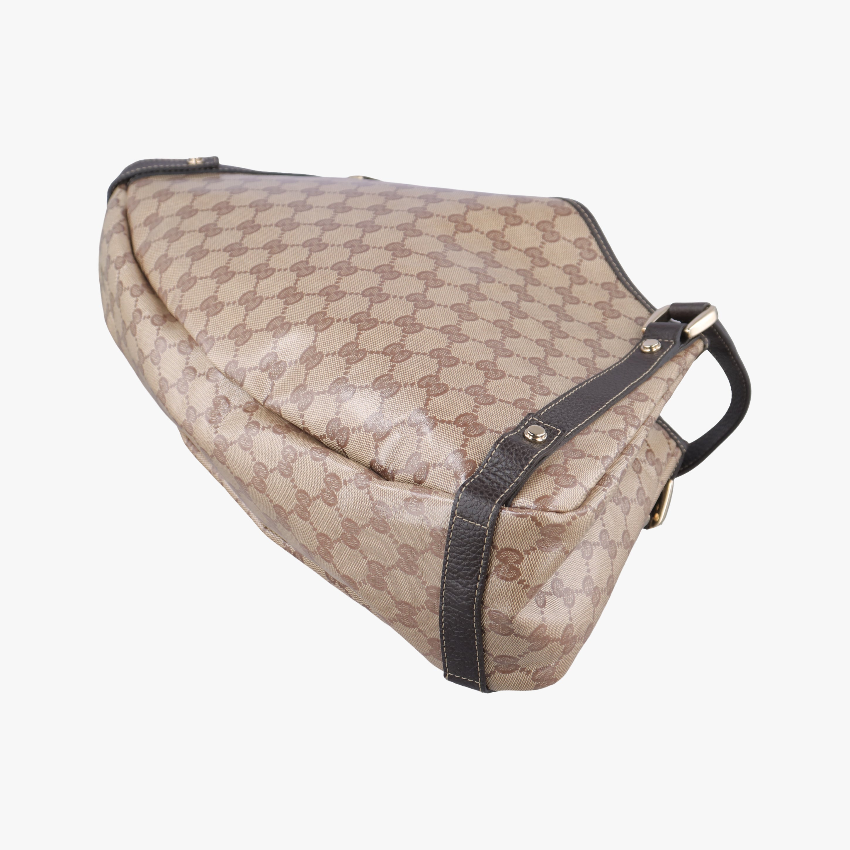 Pre-owned Gucci Abbey Brown PVC coated canvas 293578 handbag | stylenewstar