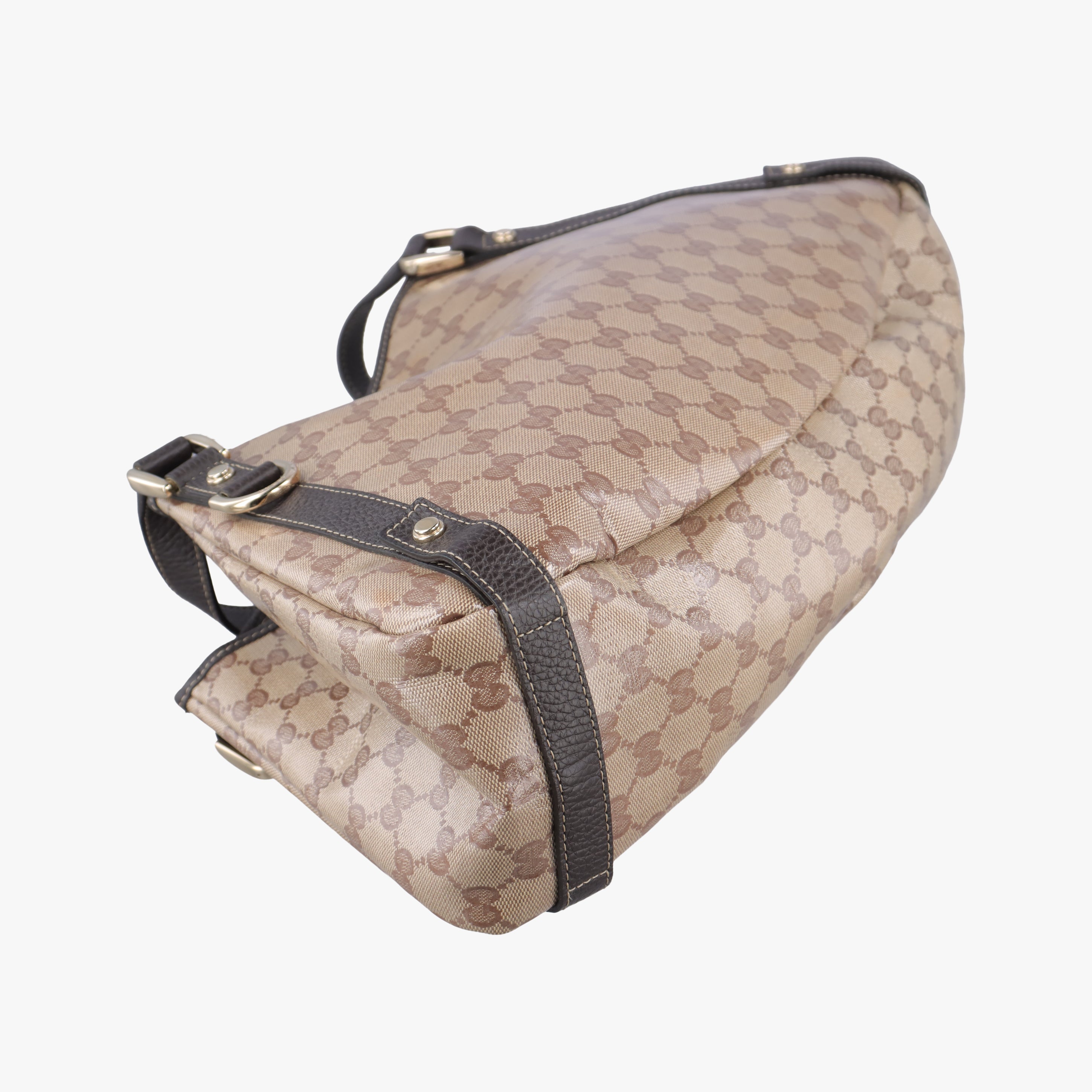 Pre-owned Gucci Abbey Brown PVC coated canvas 293578 handbag | stylenewstar