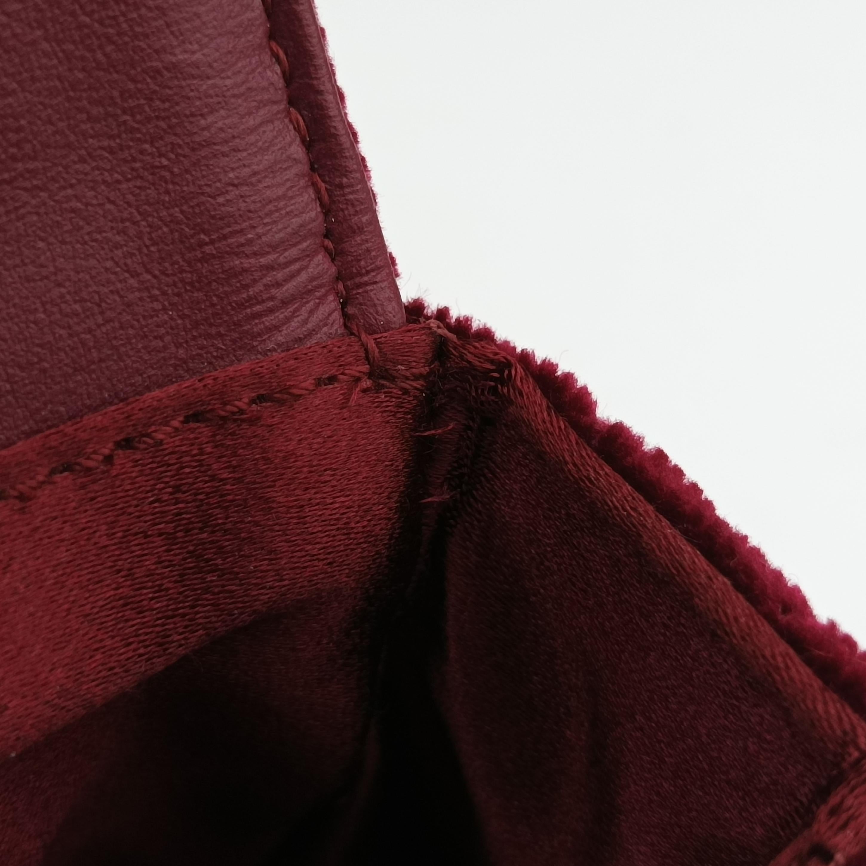 Pre-owned Dolce & Gabbana Quilted Embellished DG Burgundy Velvet  shoulderbag | stylenewstar