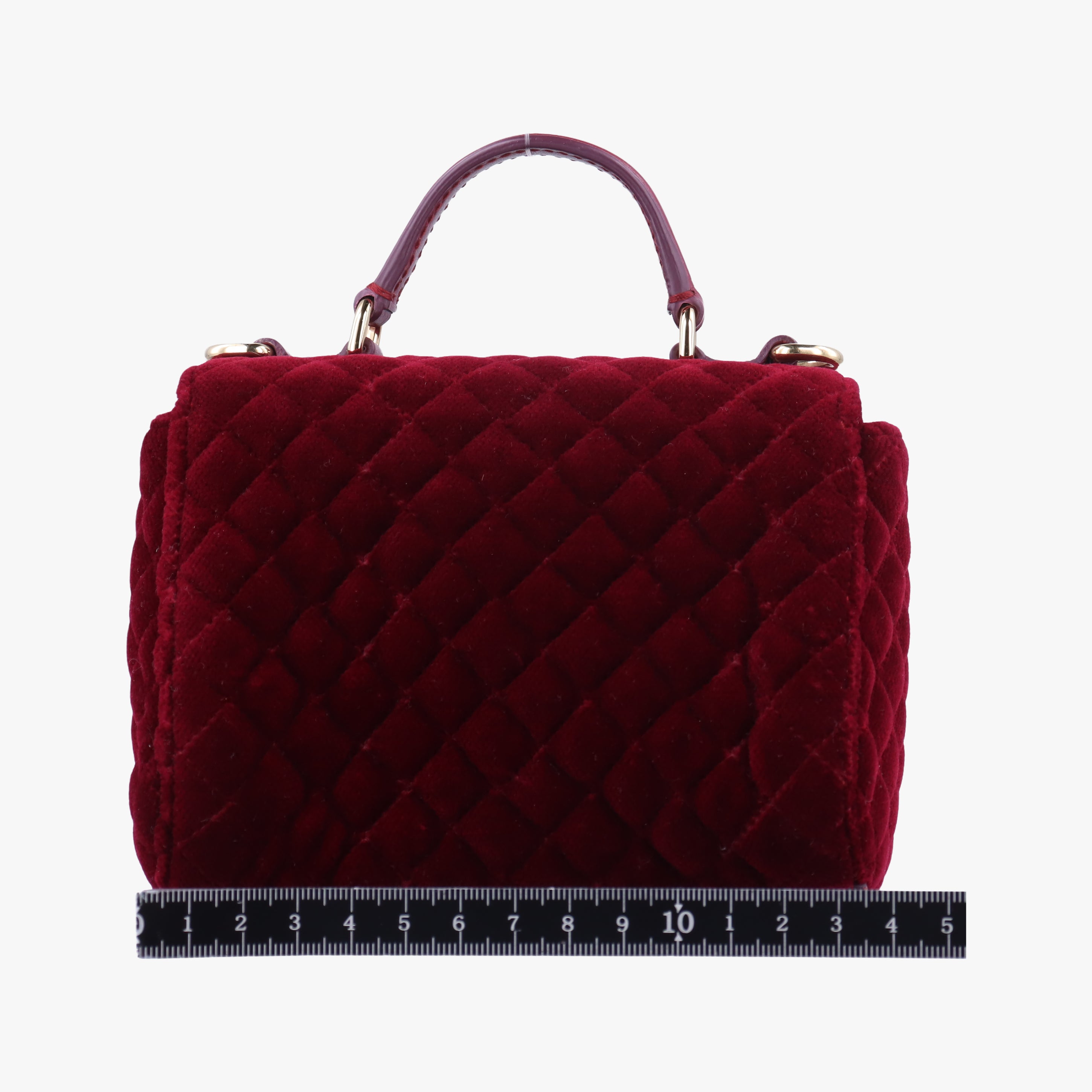 Pre-owned Dolce & Gabbana Quilted Embellished DG Burgundy Velvet  shoulderbag | stylenewstar