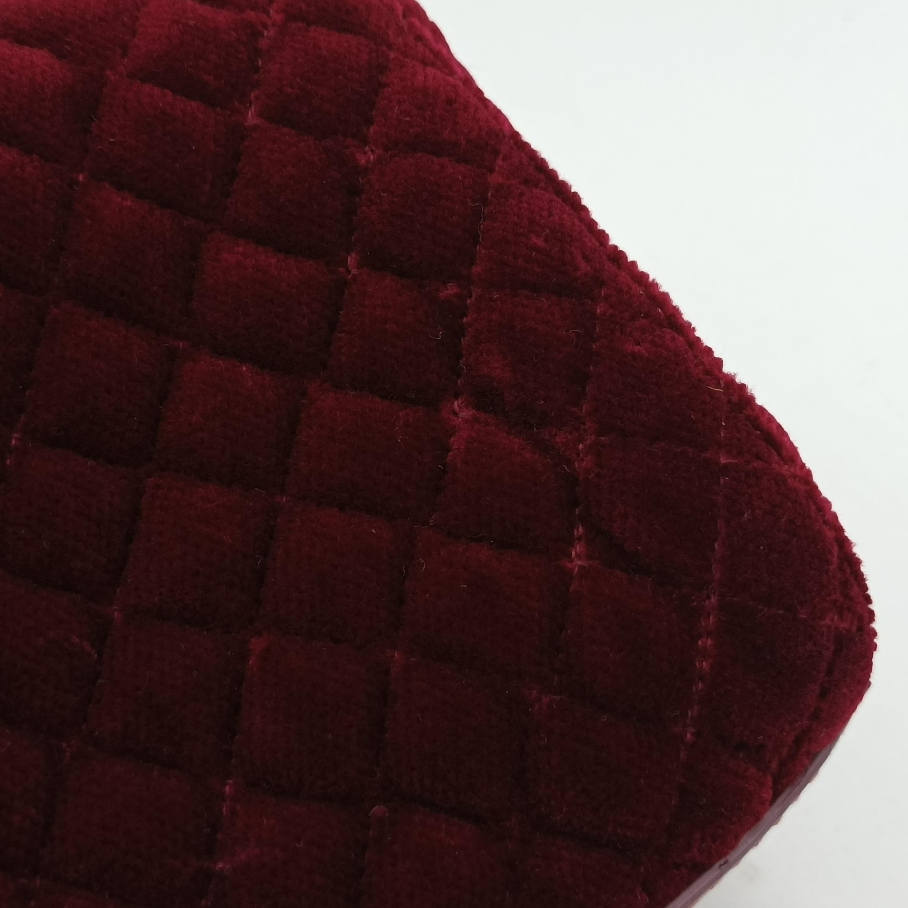 Pre-owned Dolce & Gabbana Quilted Embellished DG Burgundy Velvet  shoulderbag | stylenewstar