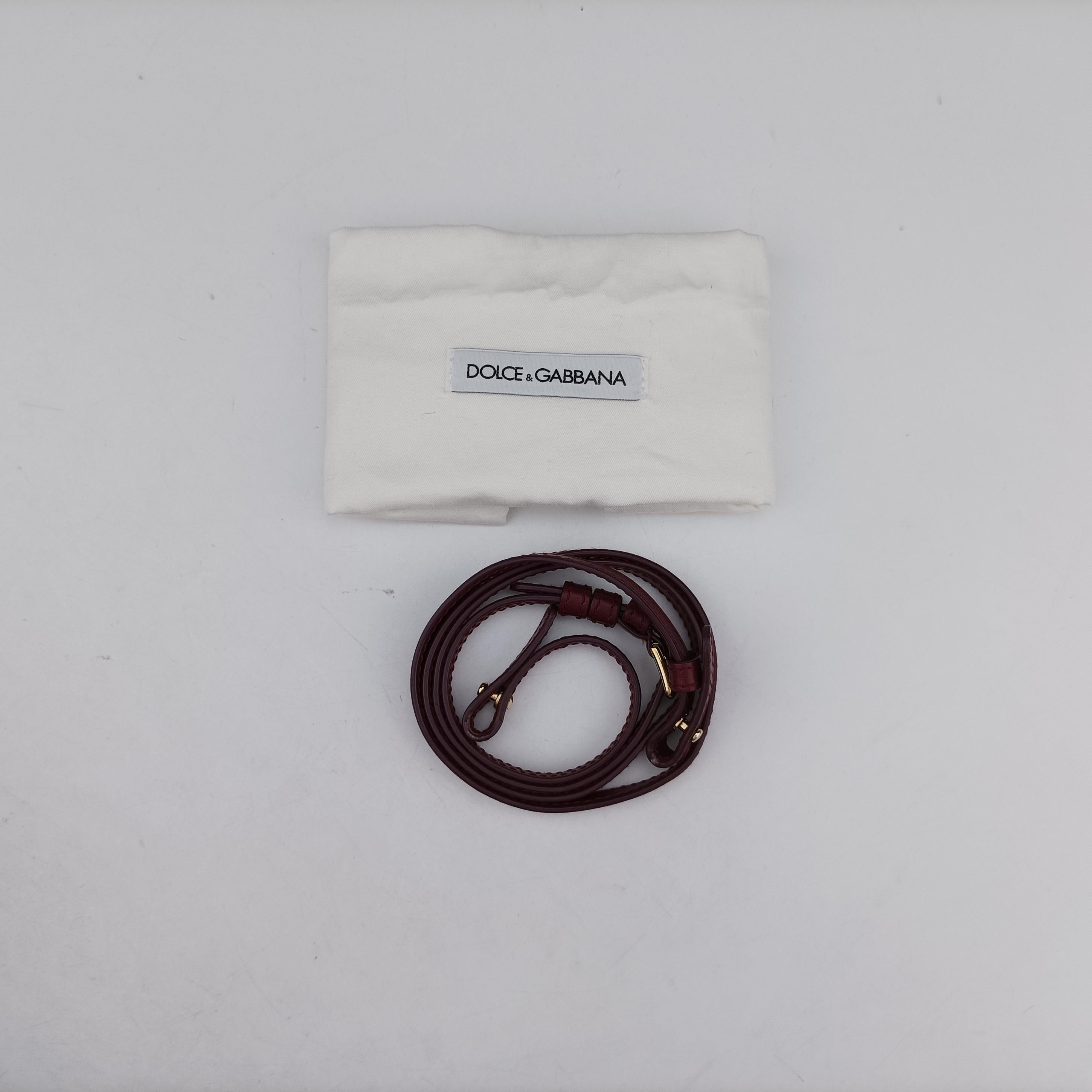 Pre-owned Dolce & Gabbana Quilted Embellished DG Burgundy Velvet  shoulderbag | stylenewstar