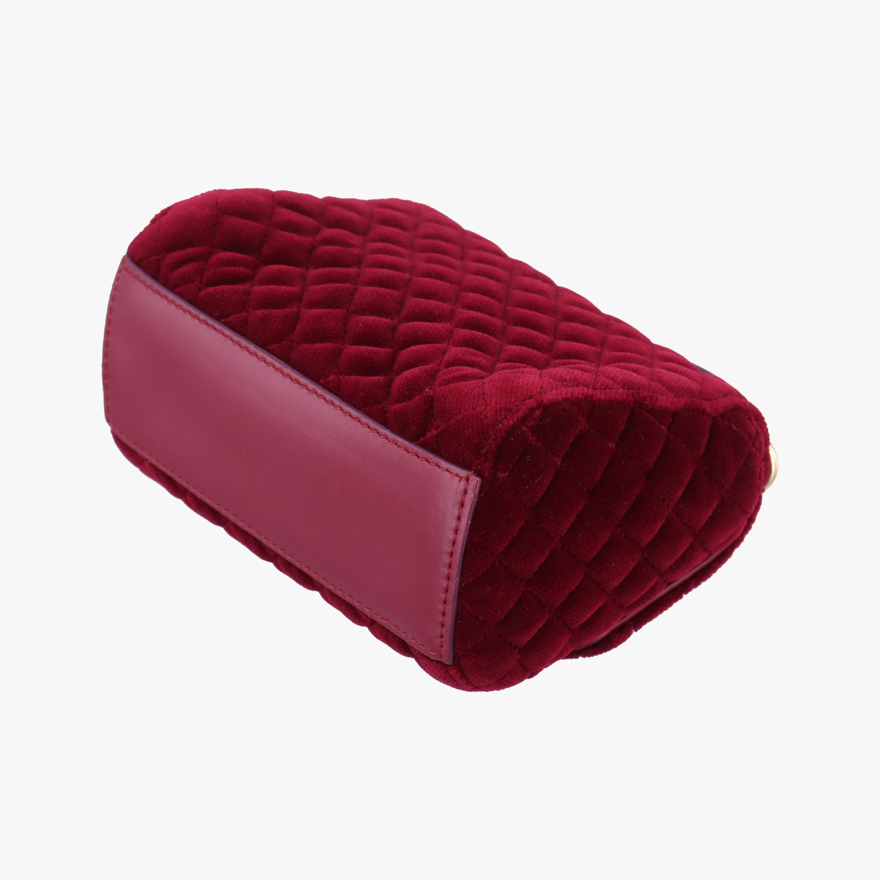Pre-owned Dolce & Gabbana Quilted Embellished DG Burgundy Velvet  shoulderbag | stylenewstar