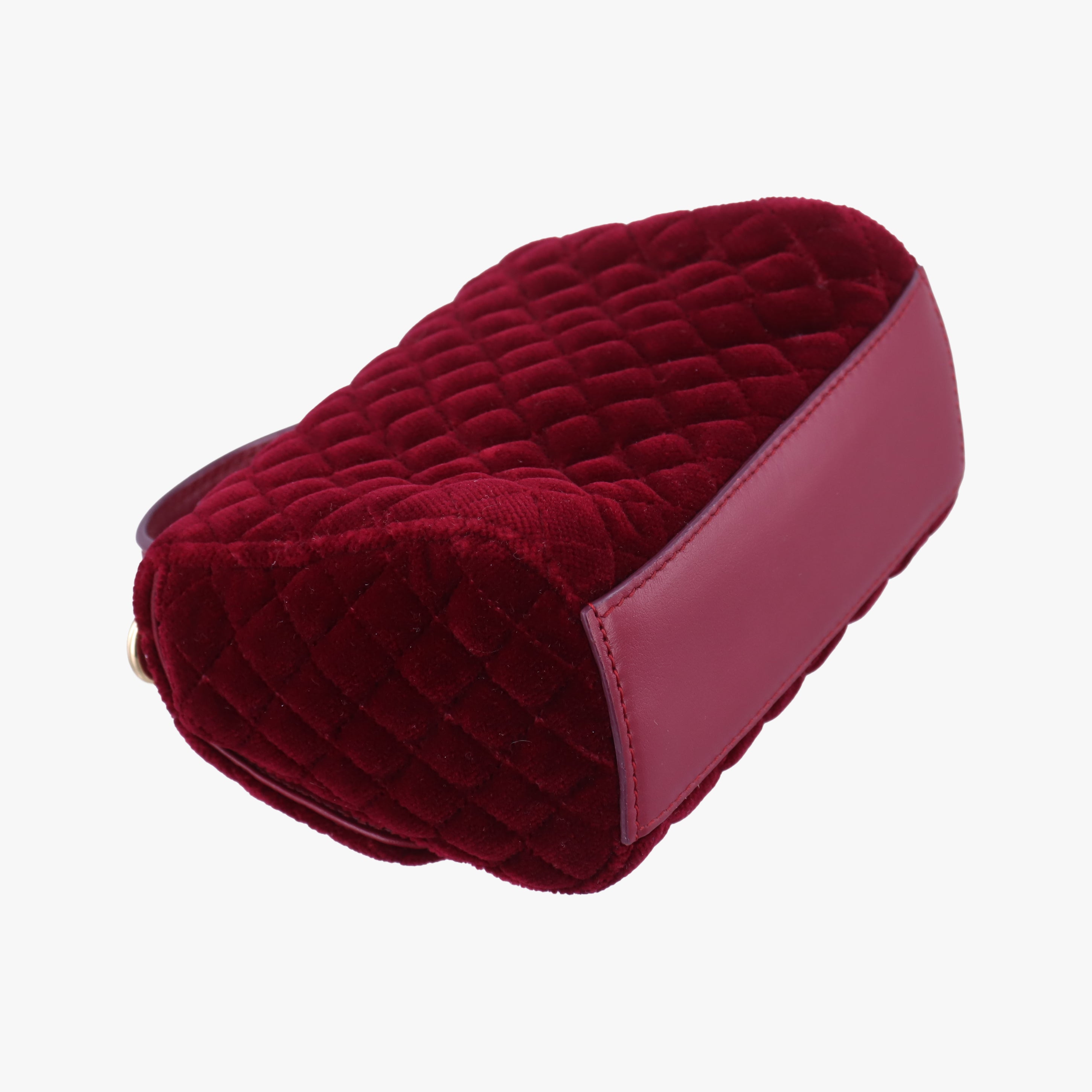 Pre-owned Dolce & Gabbana Quilted Embellished DG Burgundy Velvet  shoulderbag | stylenewstar