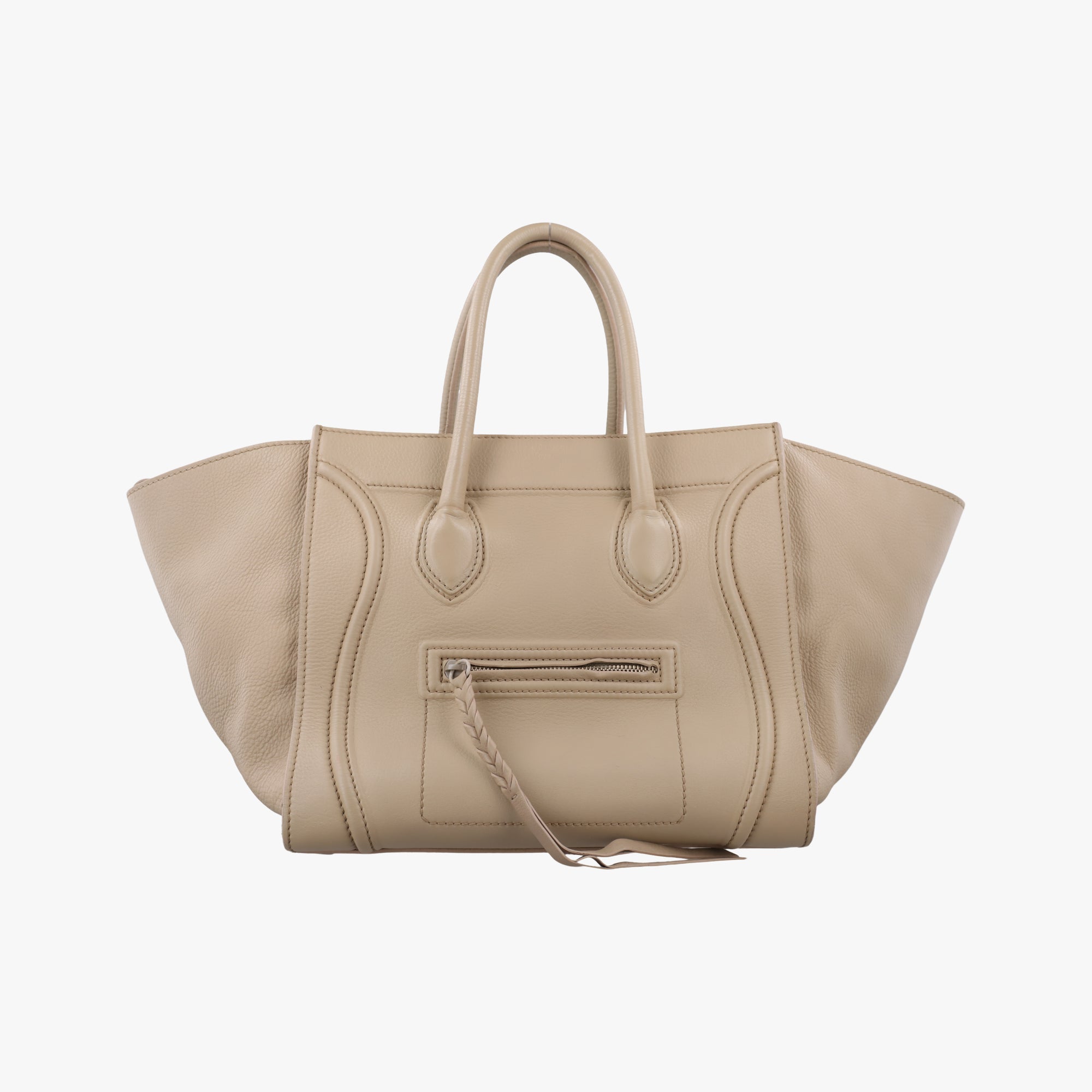 Pre-owned Celine Luggage Small Square Phantom Beige Leather  handbag | stylenewstar