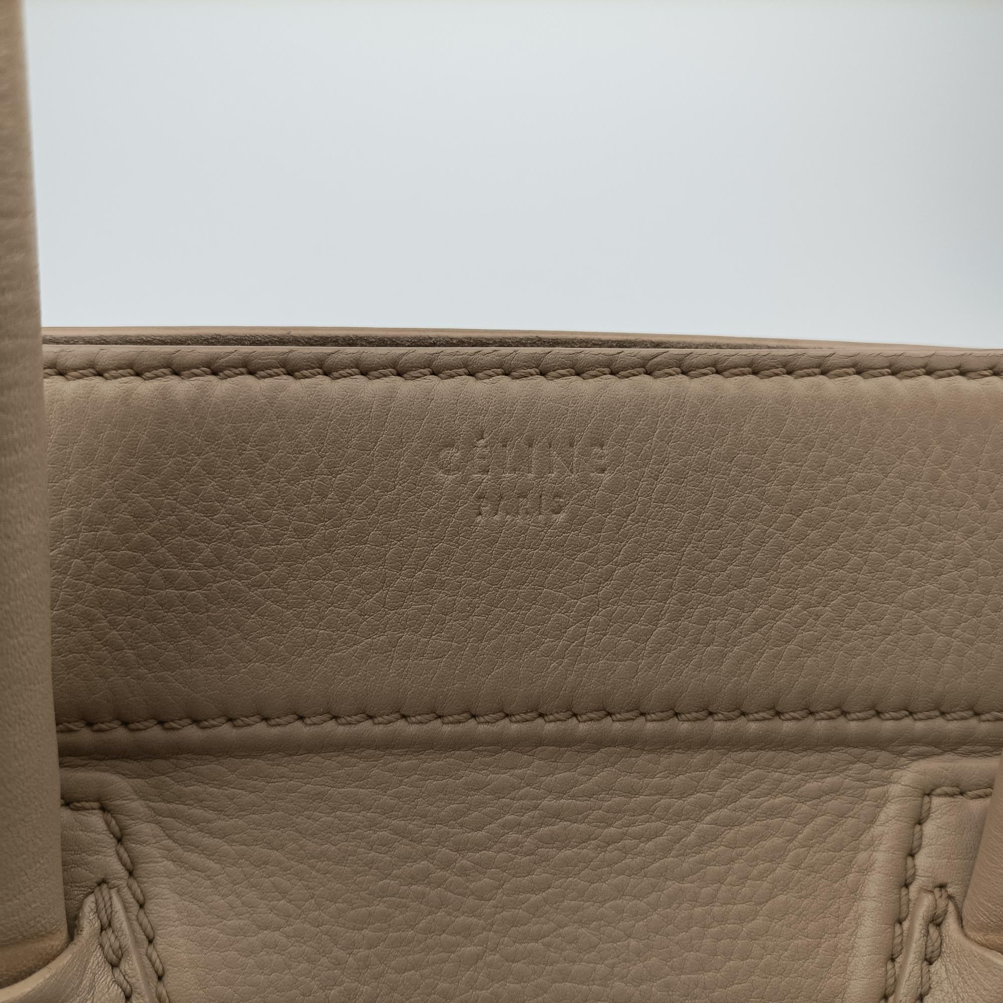 Pre-owned Celine Luggage Small Square Phantom Beige Leather  handbag | stylenewstar