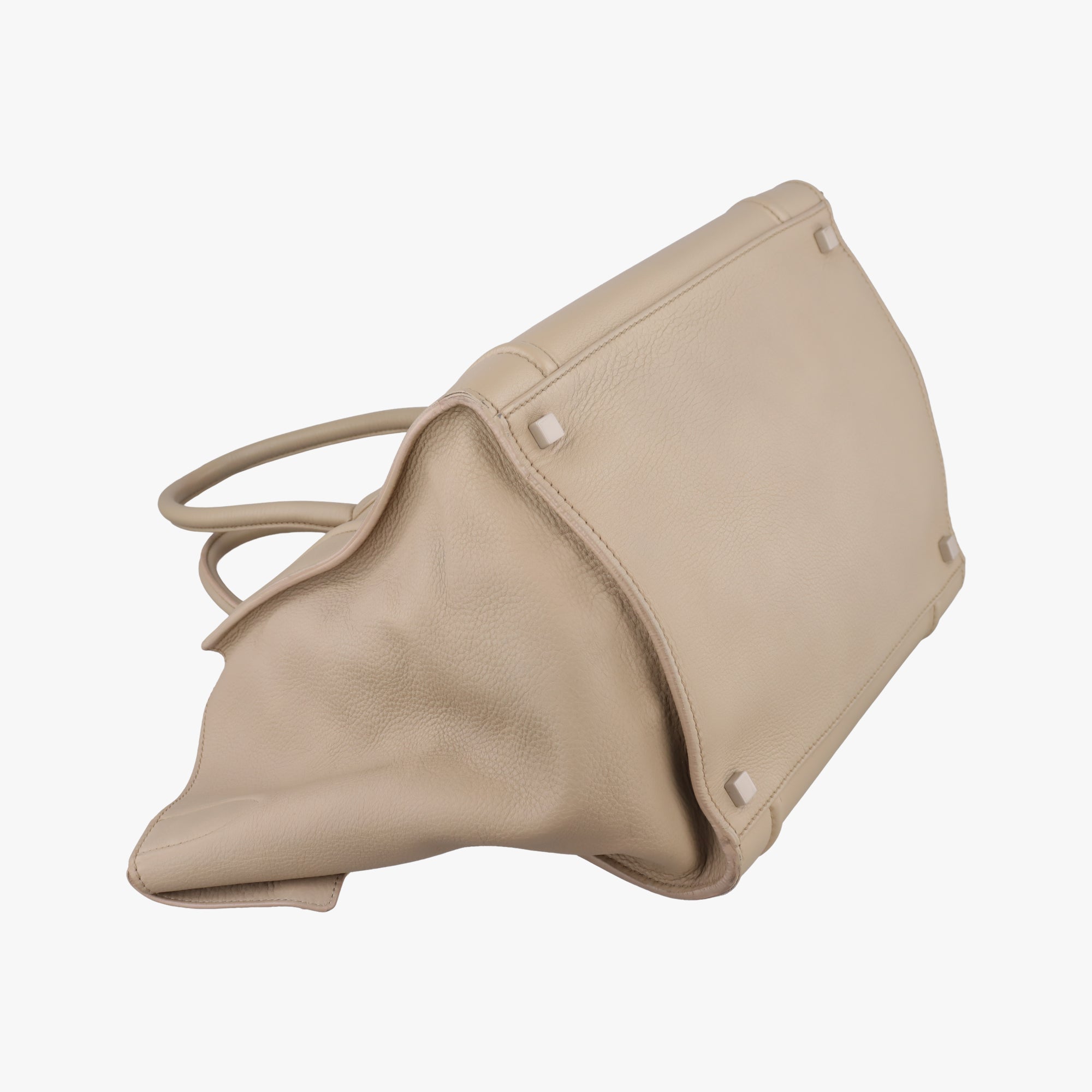 Pre-owned Celine Luggage Small Square Phantom Beige Leather  handbag | stylenewstar