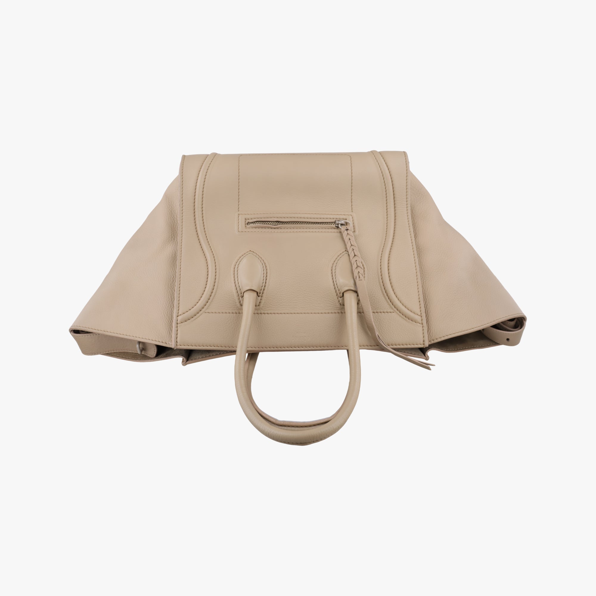 Pre-owned Celine Luggage Small Square Phantom Beige Leather  handbag | stylenewstar