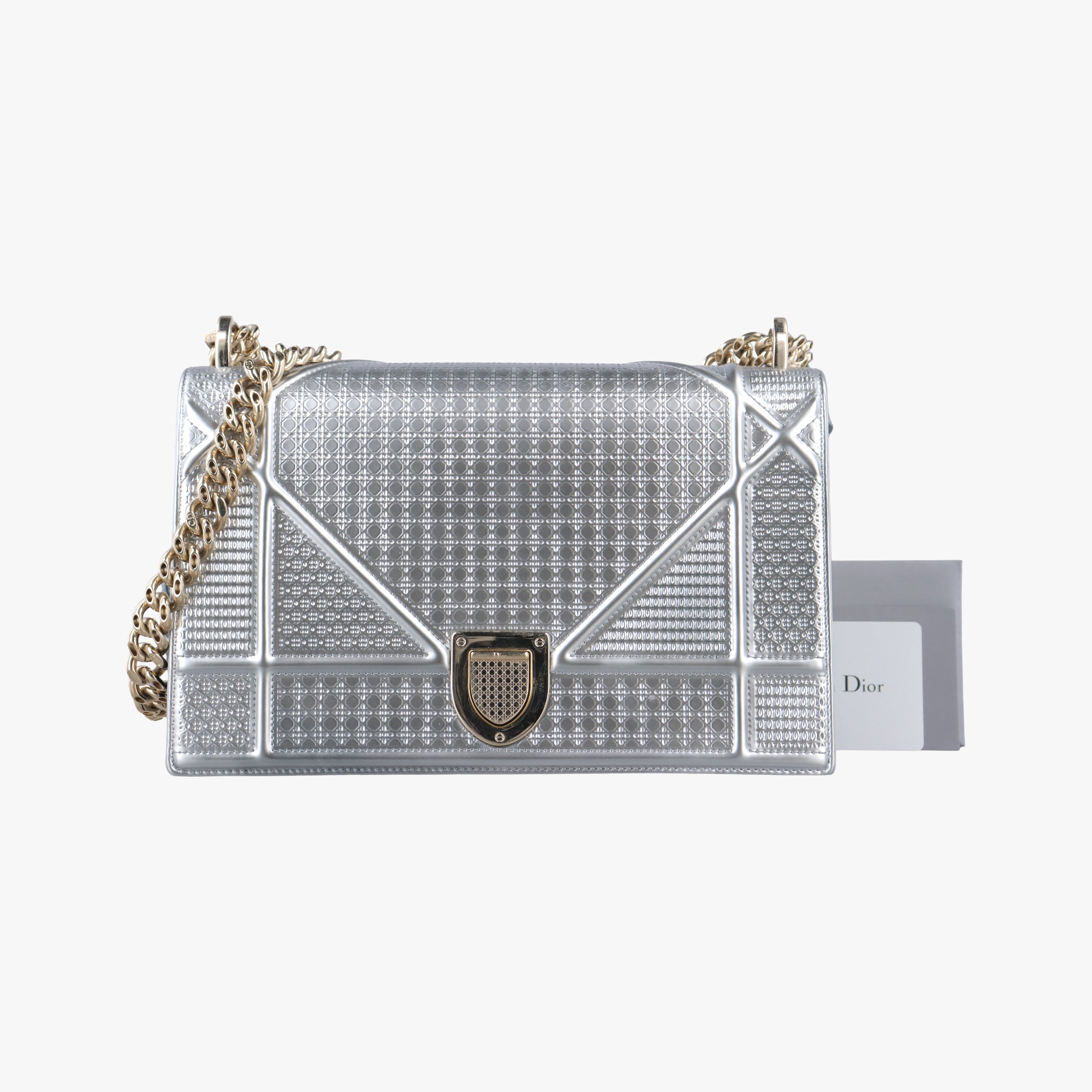 Pre-owned Christian Dior Diorama Silver Leather  shoulderbag | stylenewstar
