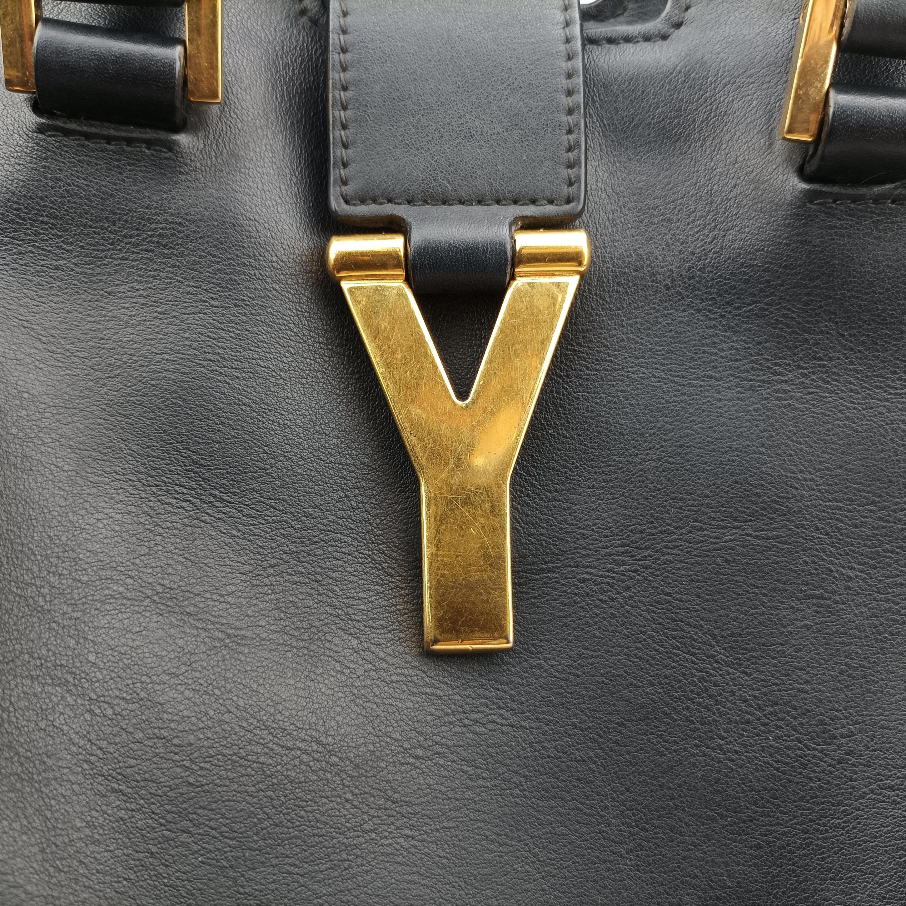 Vintage Yves Saint Laurent Y Ligne Petit Cabas Black Leather 311210 shoulderbag | stylenewstar