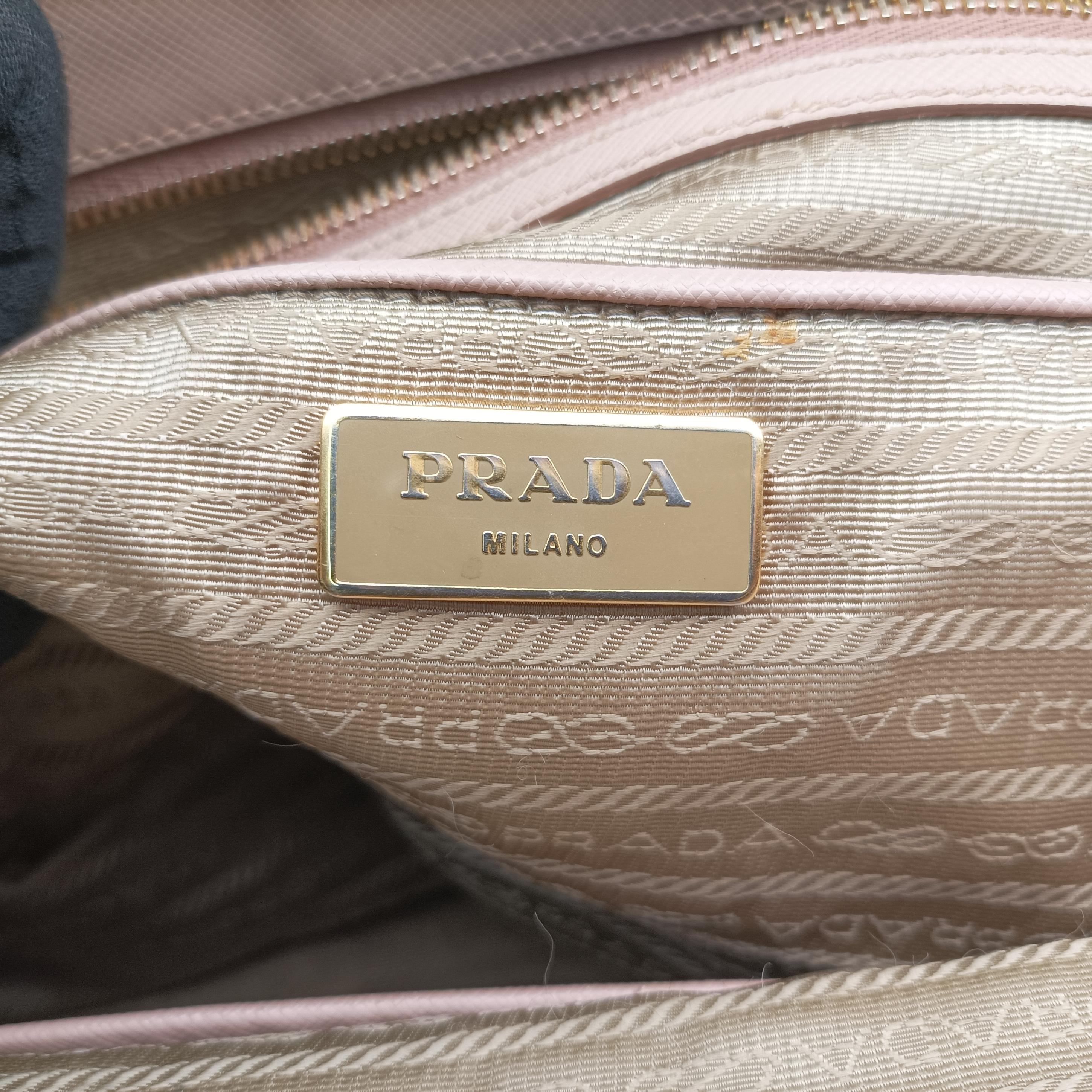 Pre-owned Prada Galleria Pink SAFFIANO Leather BN2274 shoulderbag | stylenewstar