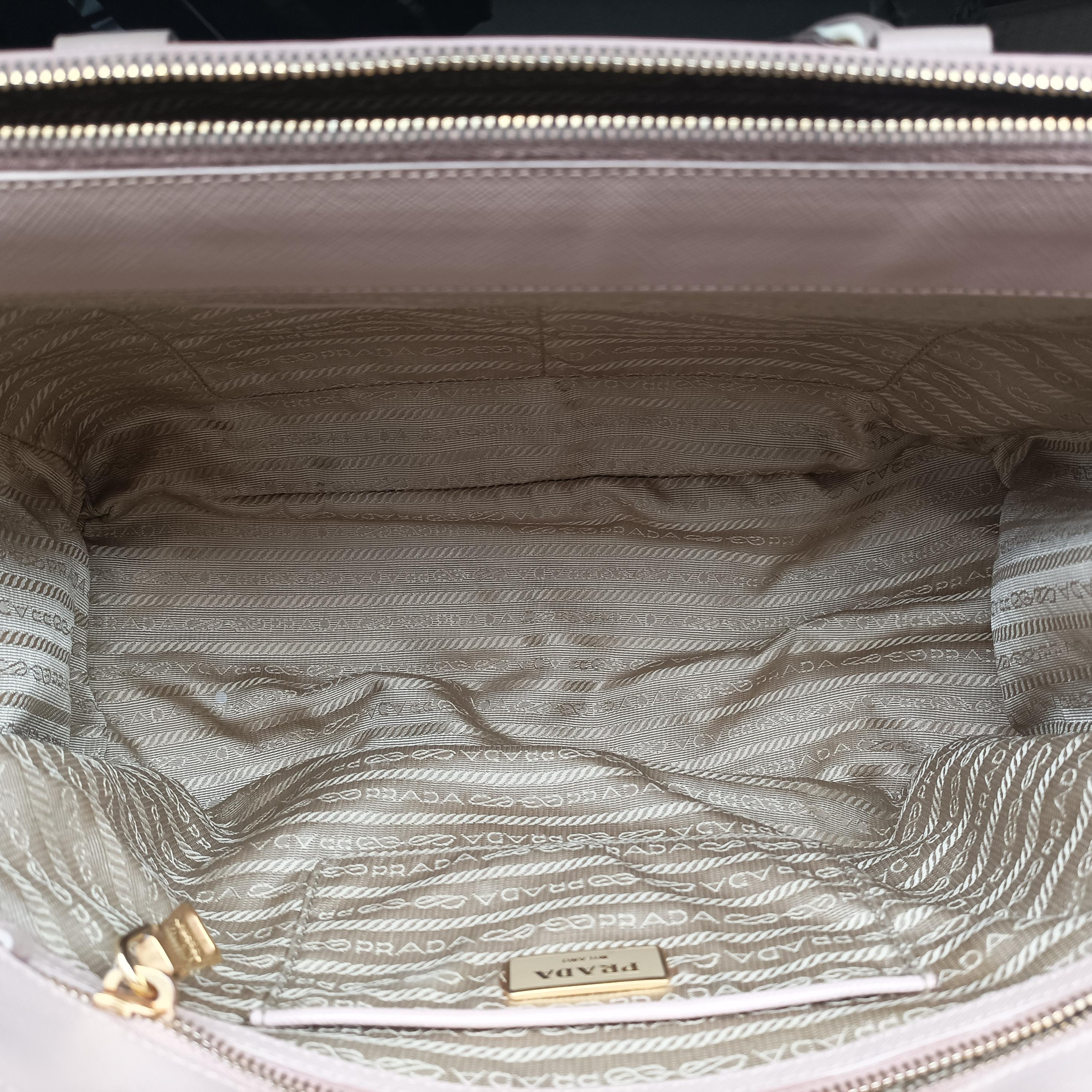 Pre-owned Prada Galleria Pink SAFFIANO Leather BN2274 shoulderbag | stylenewstar