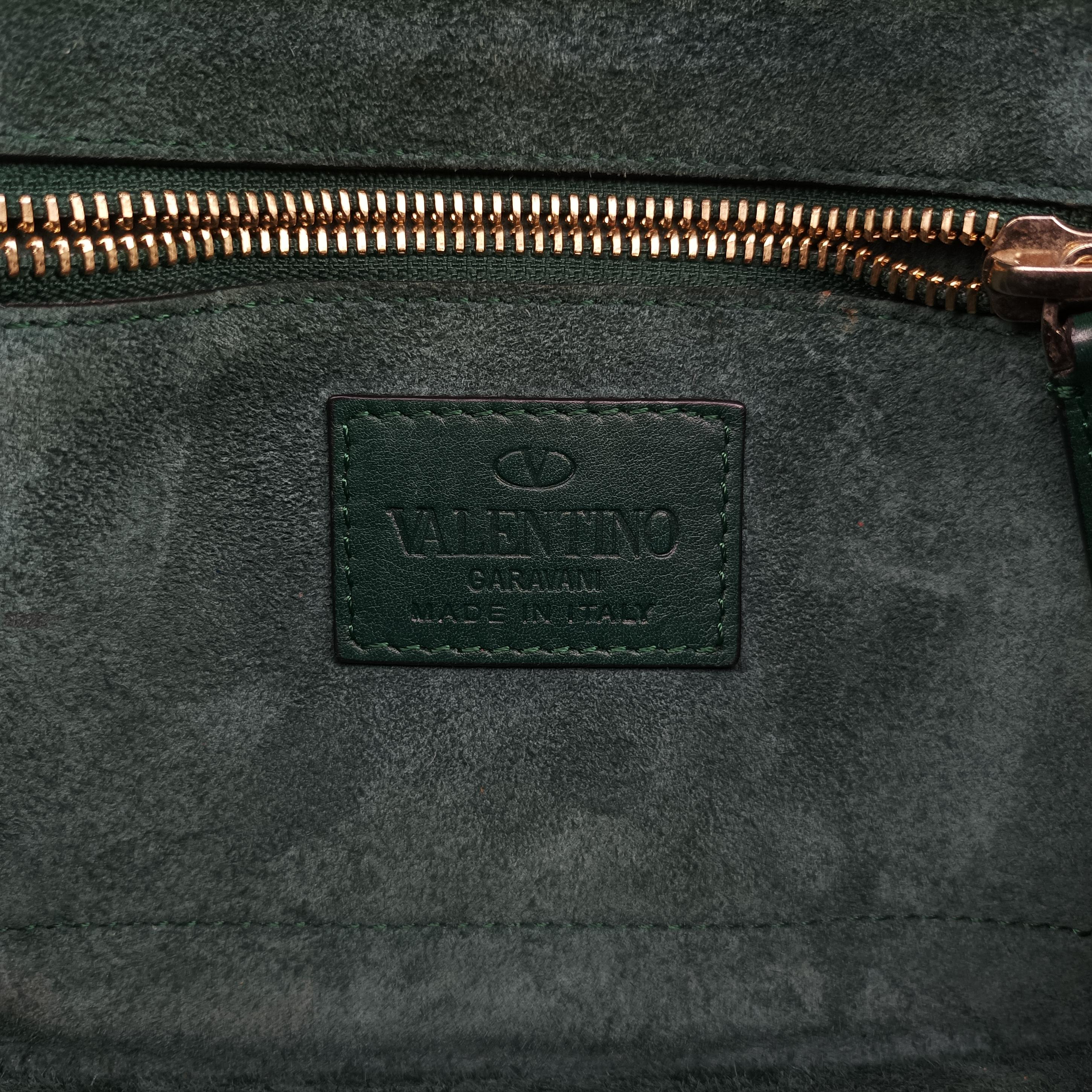 Pre-owned Valentino Rockstud Glam Rock Green leather  shoulderbag | stylenewstar