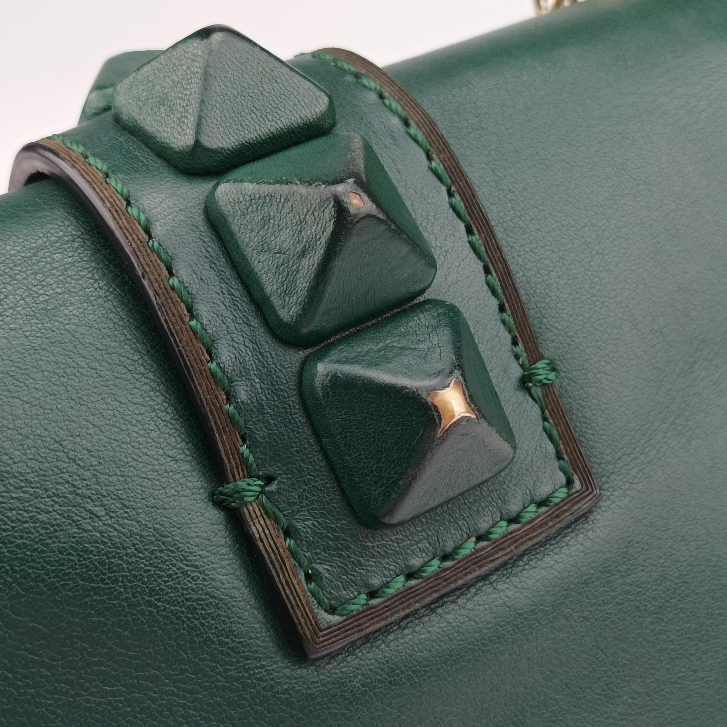Pre-owned Valentino Rockstud Glam Rock Green leather  shoulderbag | stylenewstar