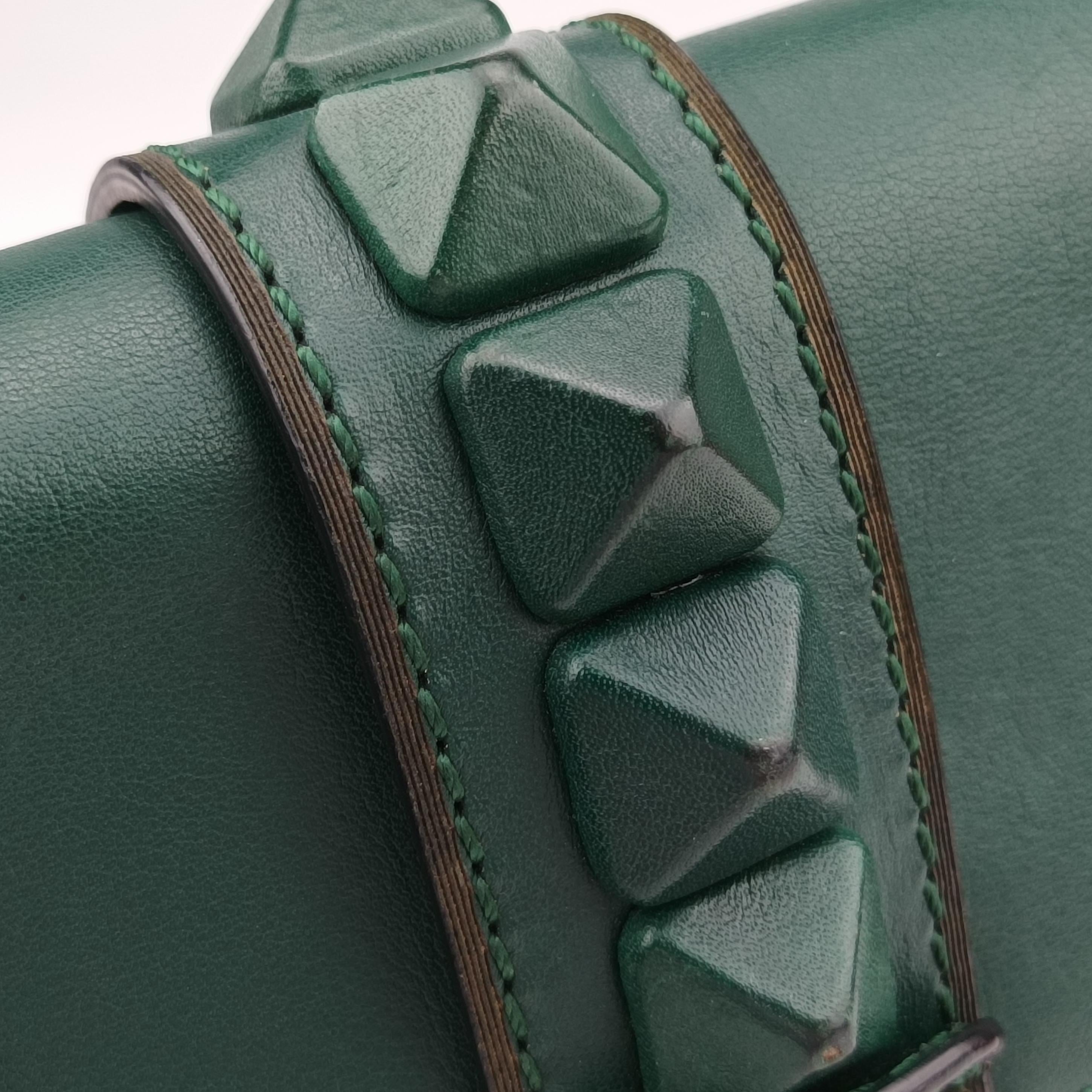 Pre-owned Valentino Rockstud Glam Rock Green leather  shoulderbag | stylenewstar