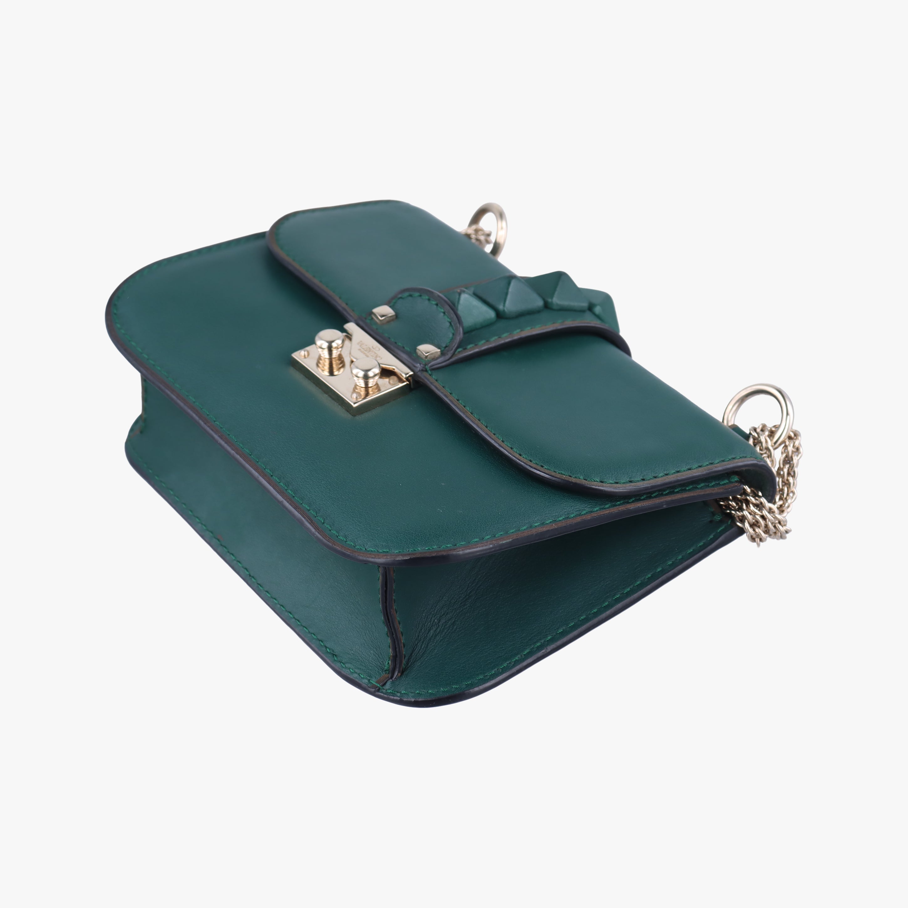 Pre-owned Valentino Rockstud Glam Rock Green leather  shoulderbag | stylenewstar