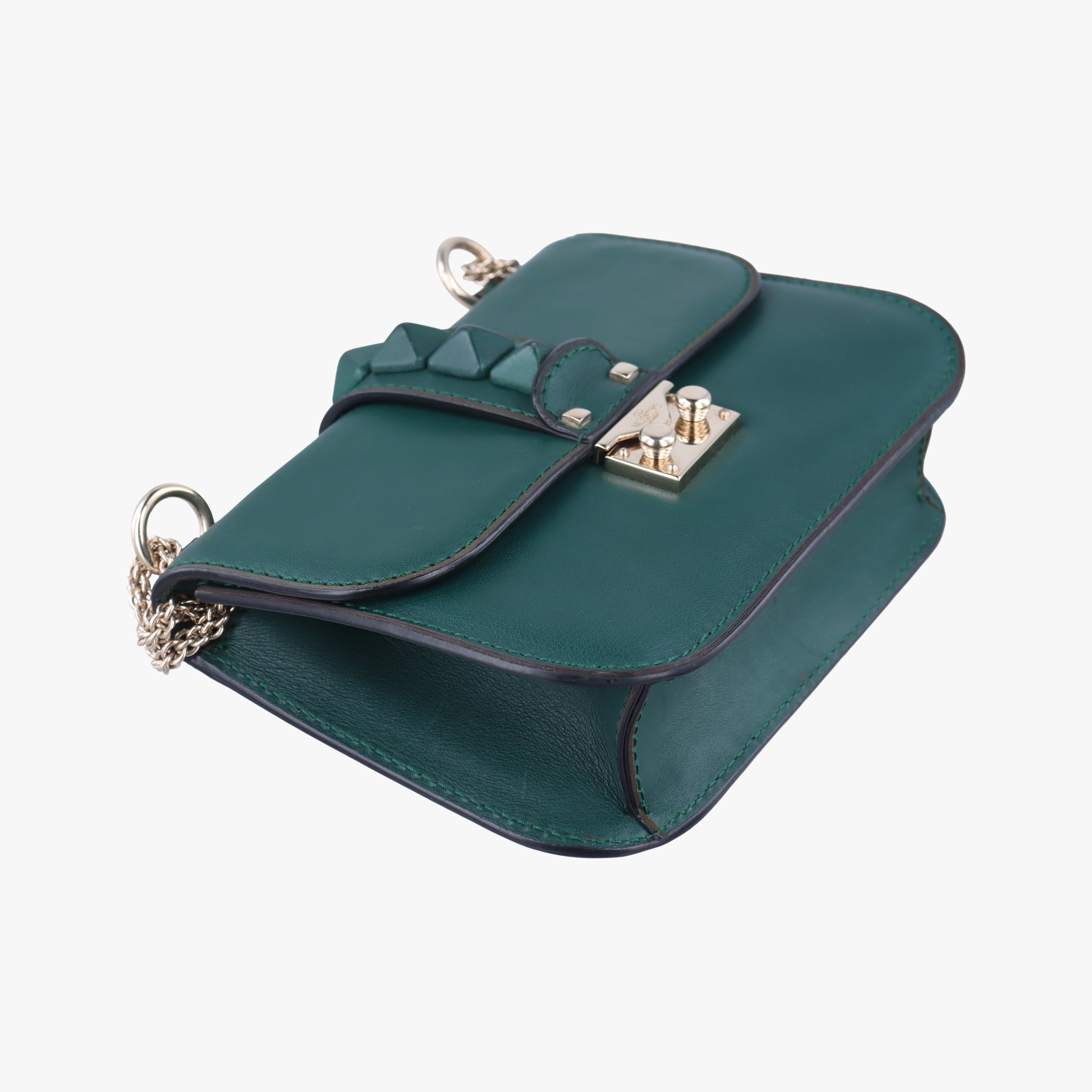 Pre-owned Valentino Rockstud Glam Rock Green leather  shoulderbag | stylenewstar