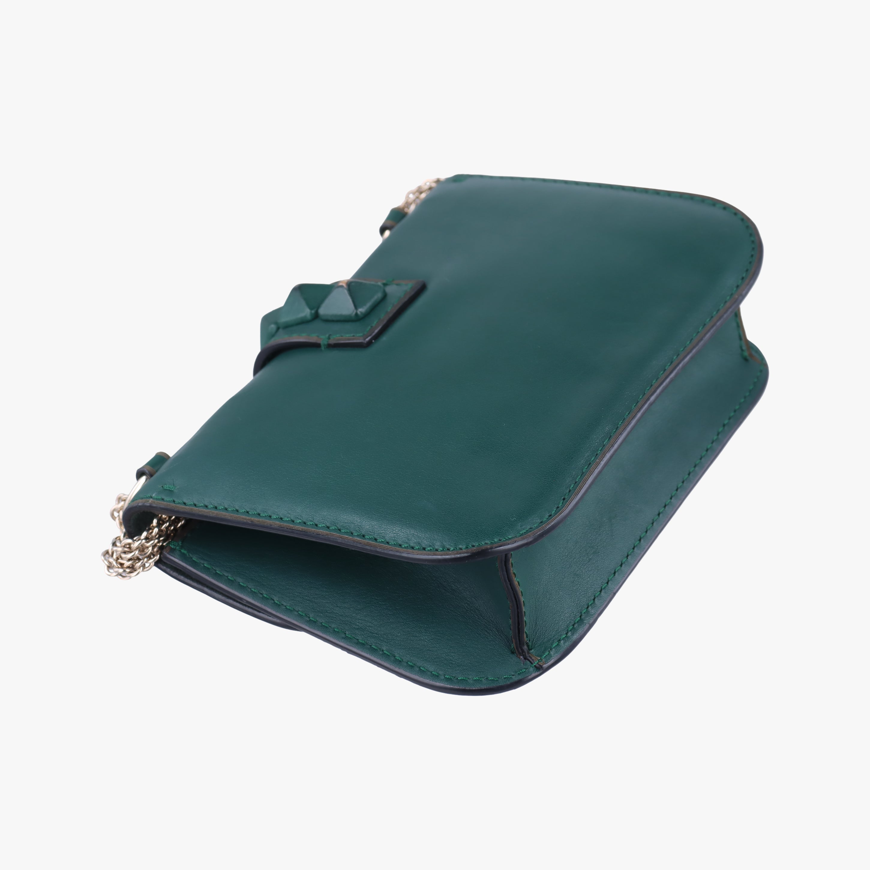 Pre-owned Valentino Rockstud Glam Rock Green leather  shoulderbag | stylenewstar
