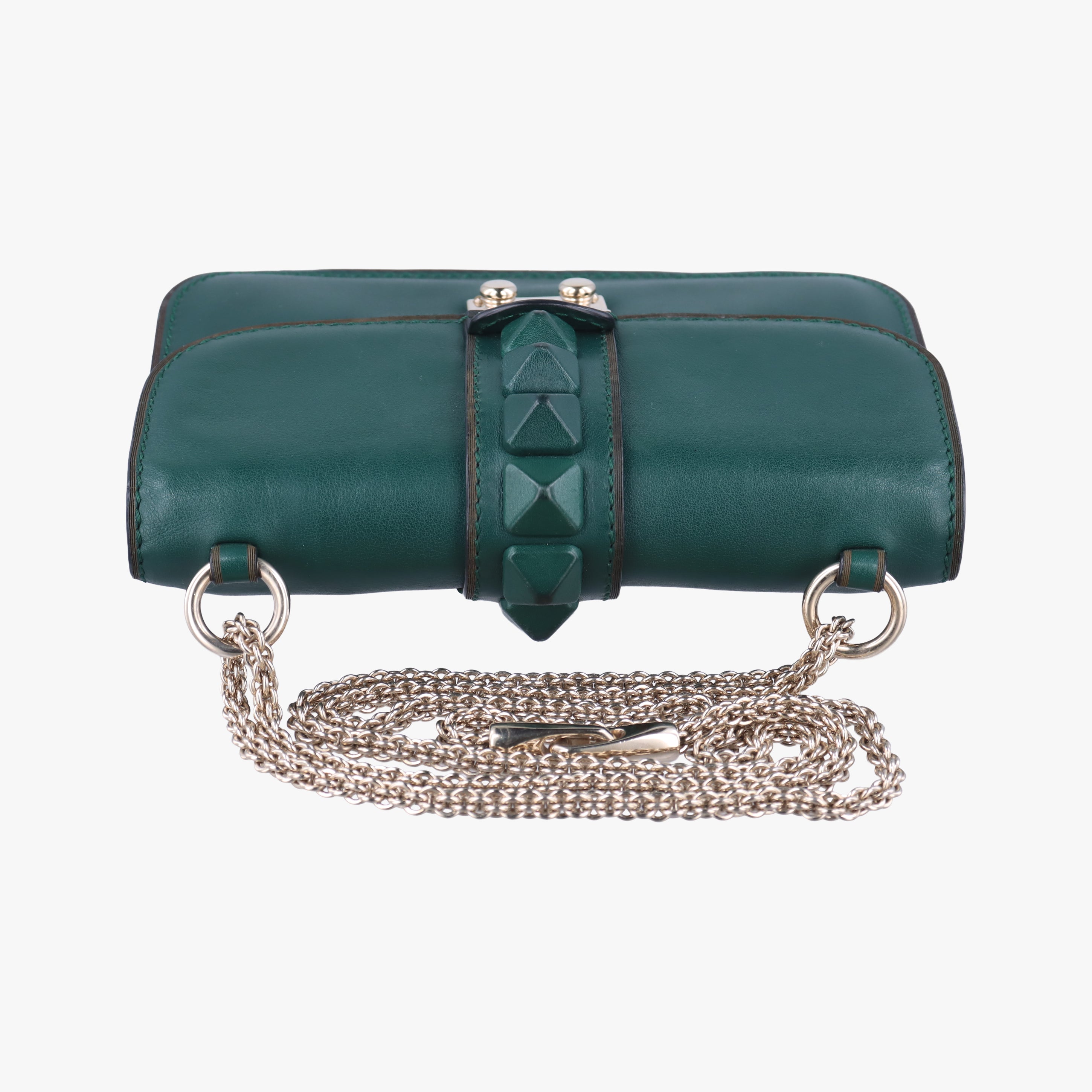 Pre-owned Valentino Rockstud Glam Rock Green leather  shoulderbag | stylenewstar