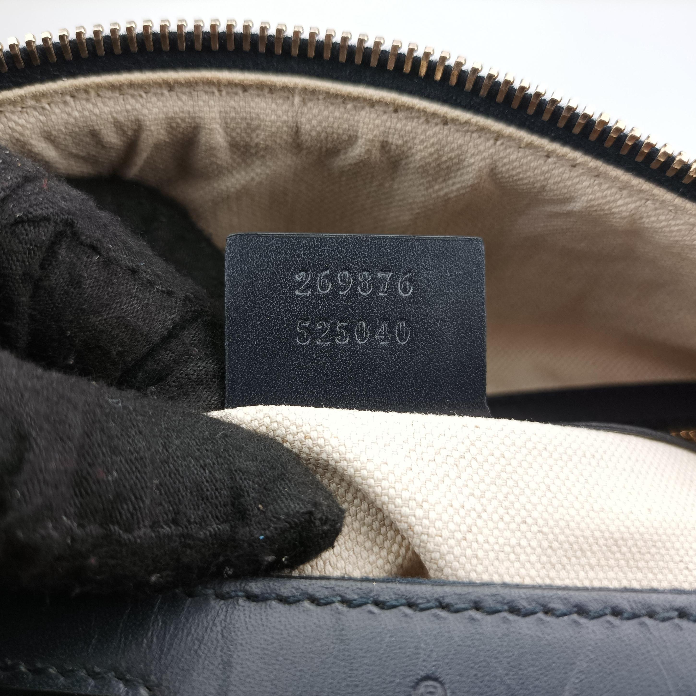 Vintage Gucci Sherry Line navy×red×beige canvas×leather 269876 handbag | stylenewstar