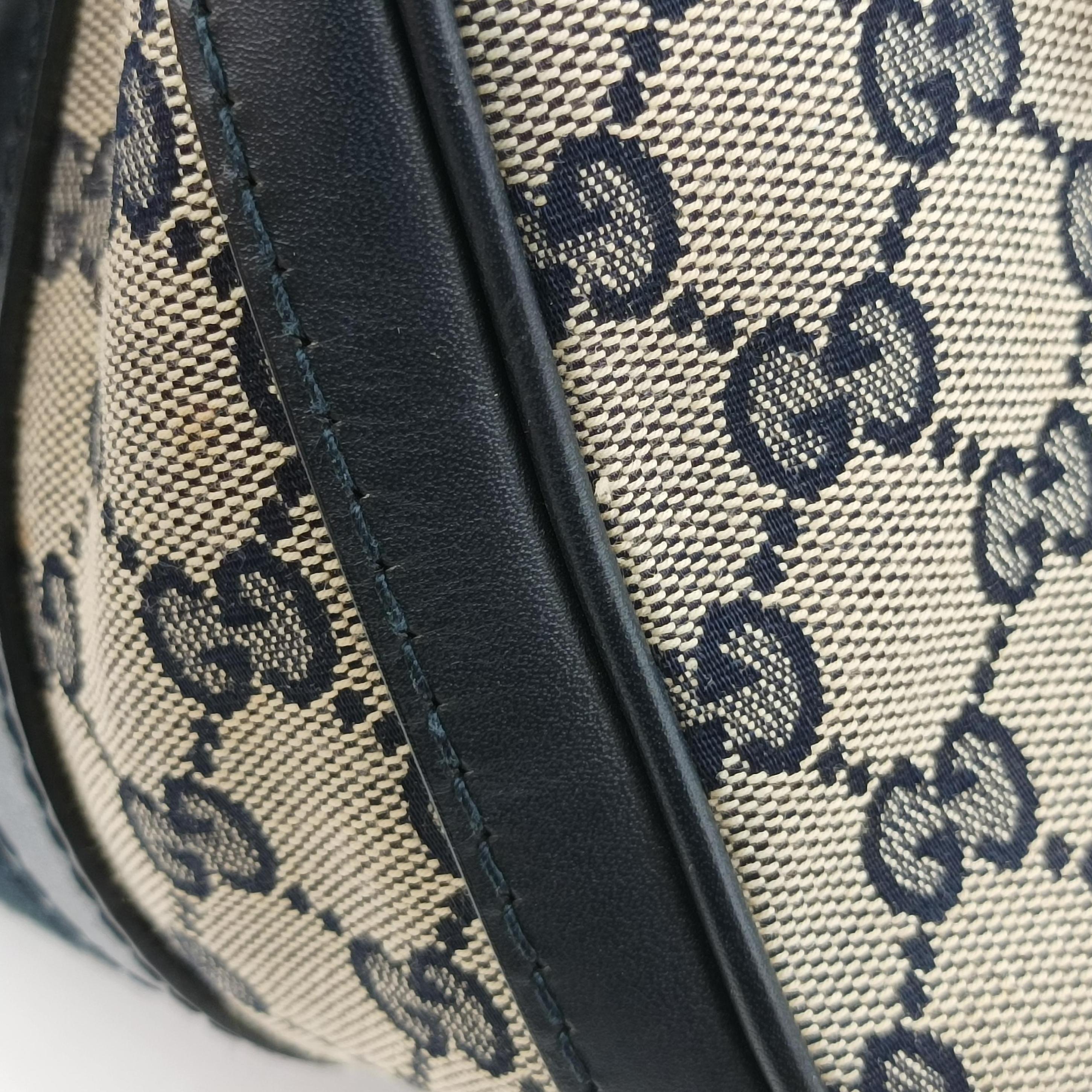 Vintage Gucci Sherry Line navy×red×beige canvas×leather 269876 handbag | stylenewstar