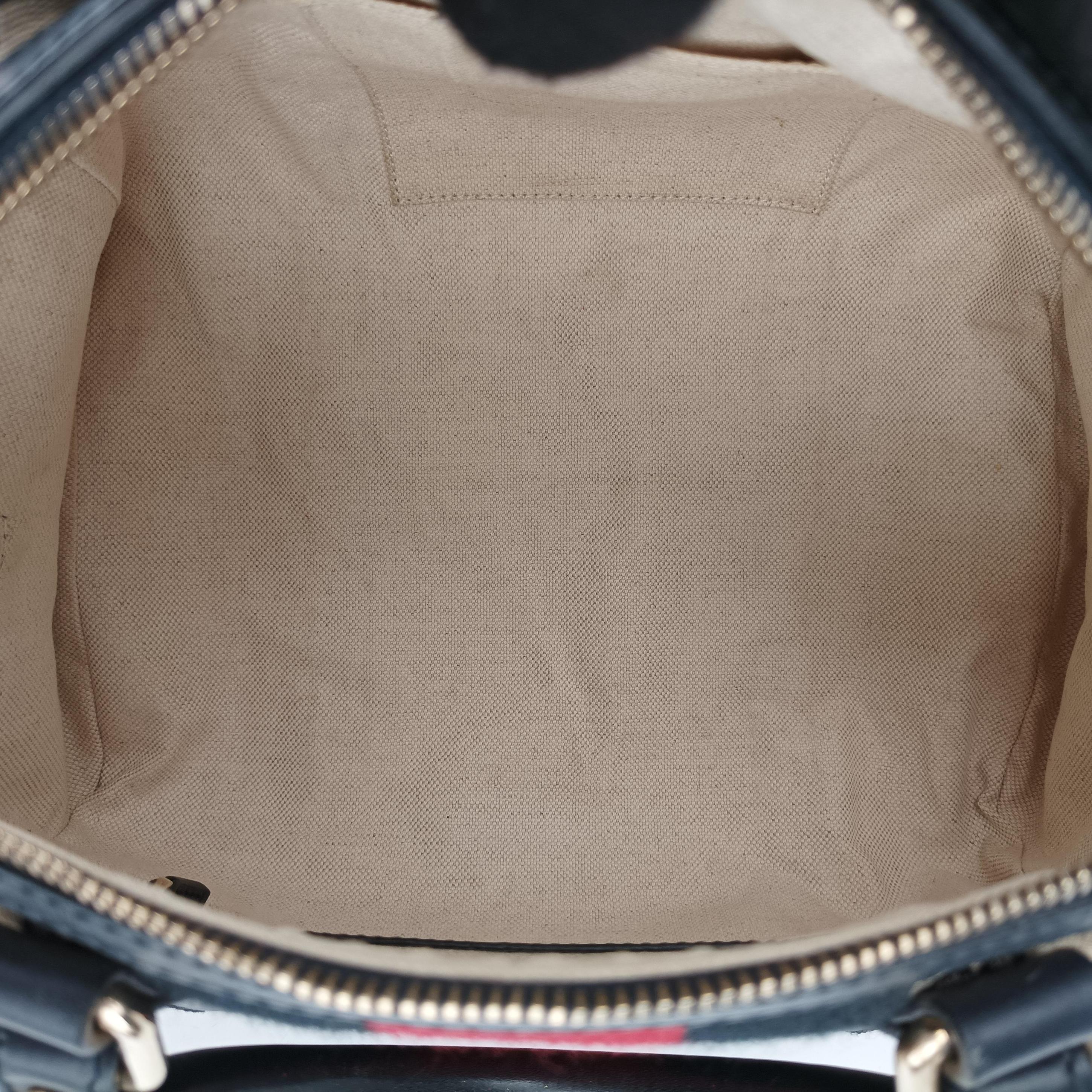 Vintage Gucci Sherry Line navy×red×beige canvas×leather 269876 handbag | stylenewstar