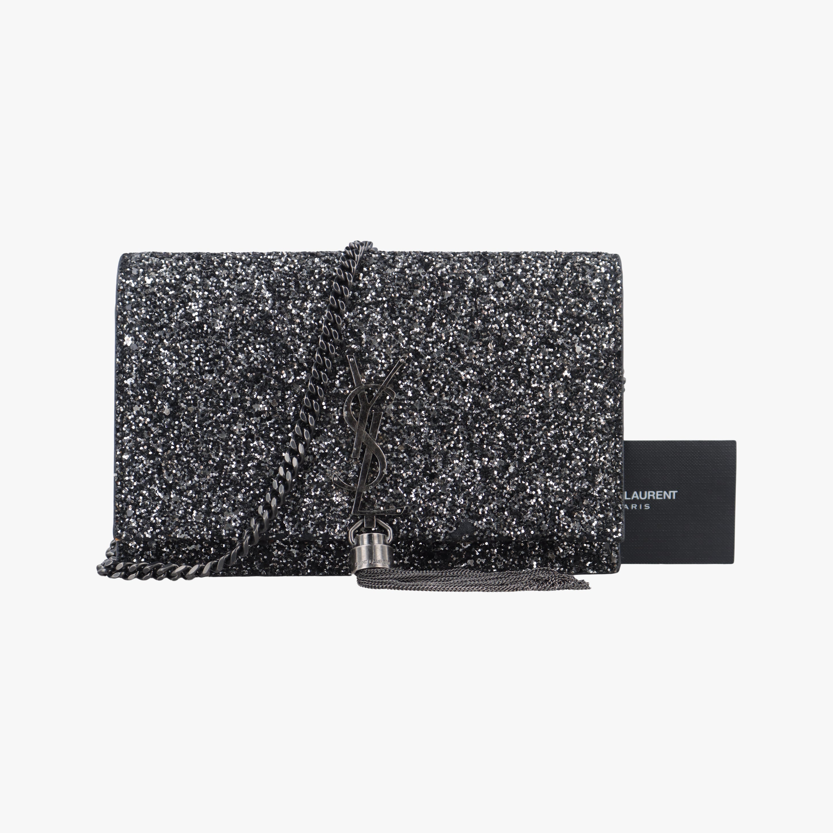 Pre-owned Yves Saint Laurent KATE Black Sequins 452159 shoulderbag | stylenewstar