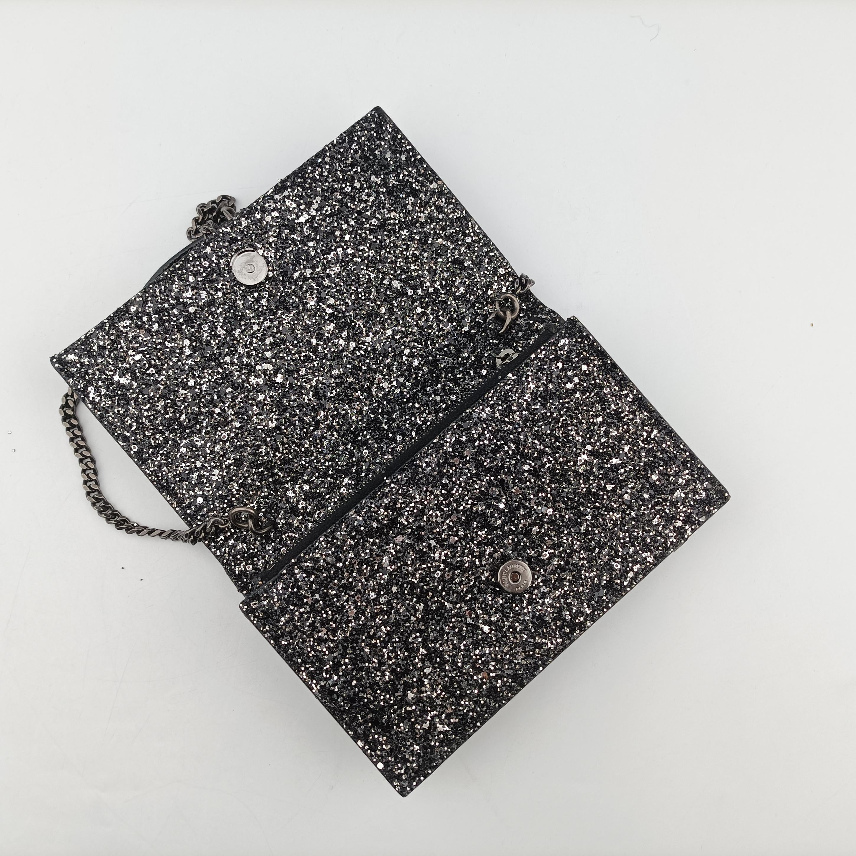 Pre-owned Yves Saint Laurent KATE Black Sequins 452159 shoulderbag | stylenewstar
