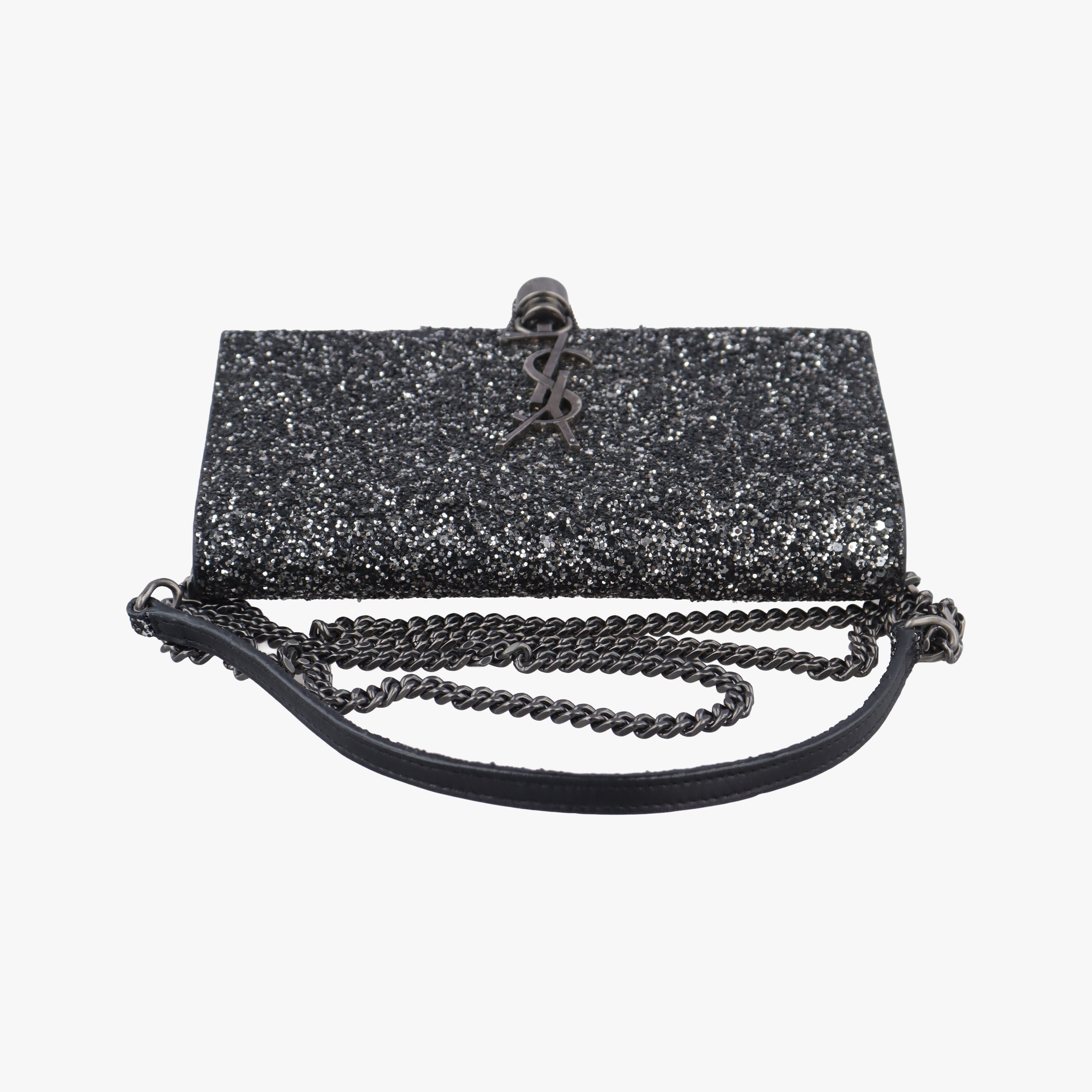 Pre-owned Yves Saint Laurent KATE Black Sequins 452159 shoulderbag | stylenewstar