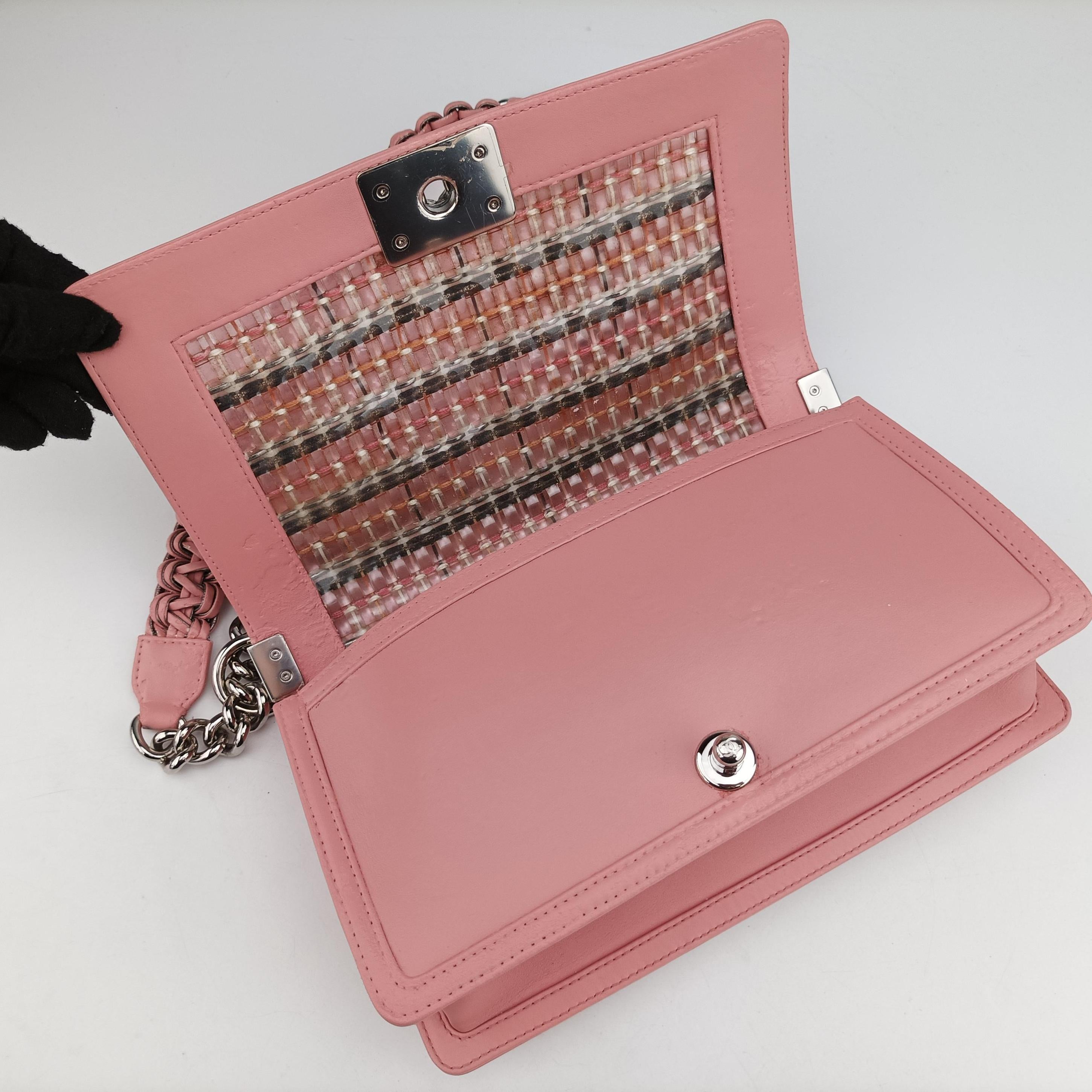 Pre-owned Chanel BOY CHANEL Pink Leather×Plastic A67086 shoulderbag | stylenewstar