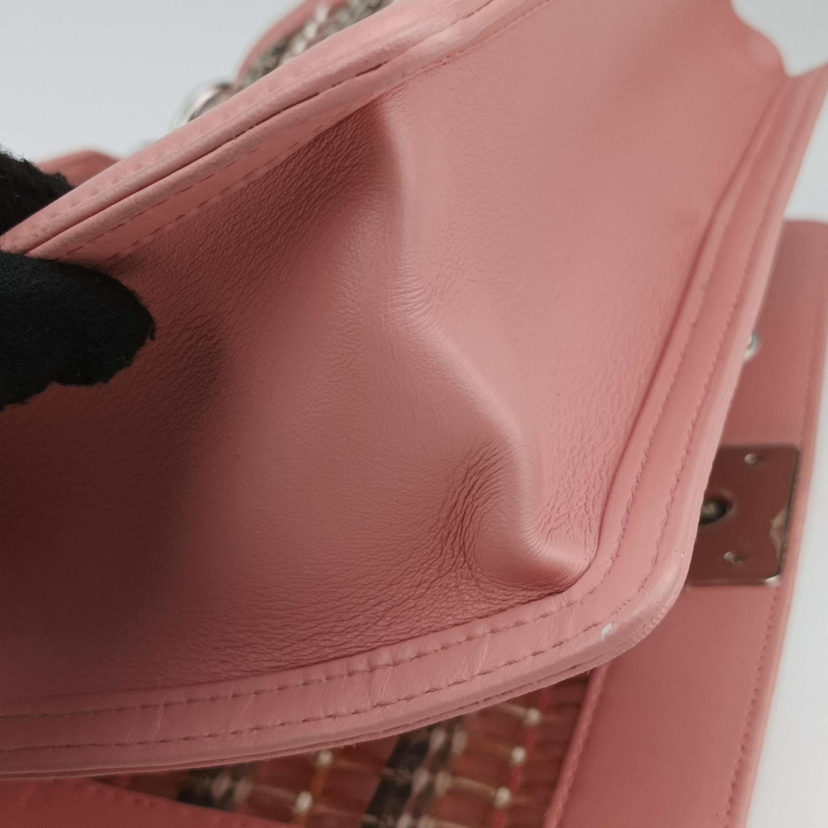 Pre-owned Chanel BOY CHANEL Pink Leather×Plastic A67086 shoulderbag | stylenewstar