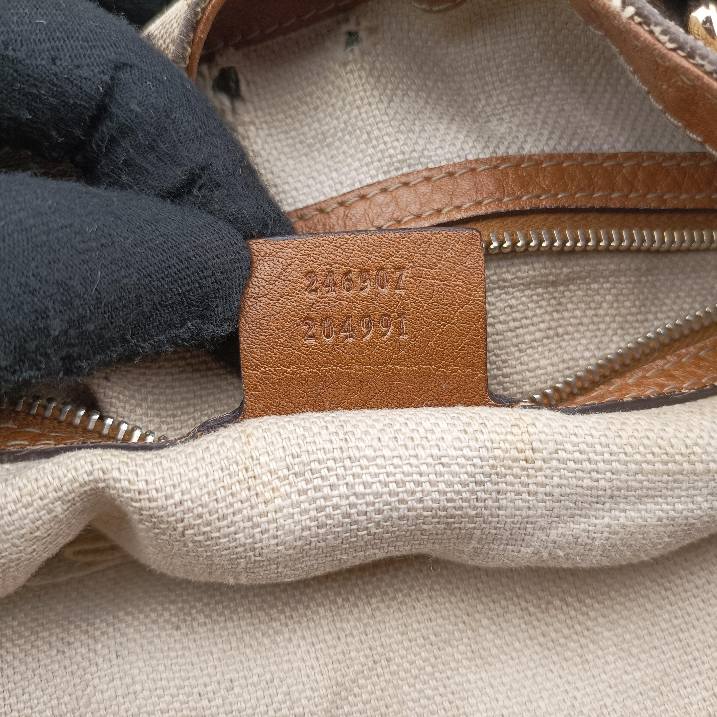 Pre-owned Gucci New Jackie beige×Brown canvas×leather 246907 shoulderbag | stylenewstar