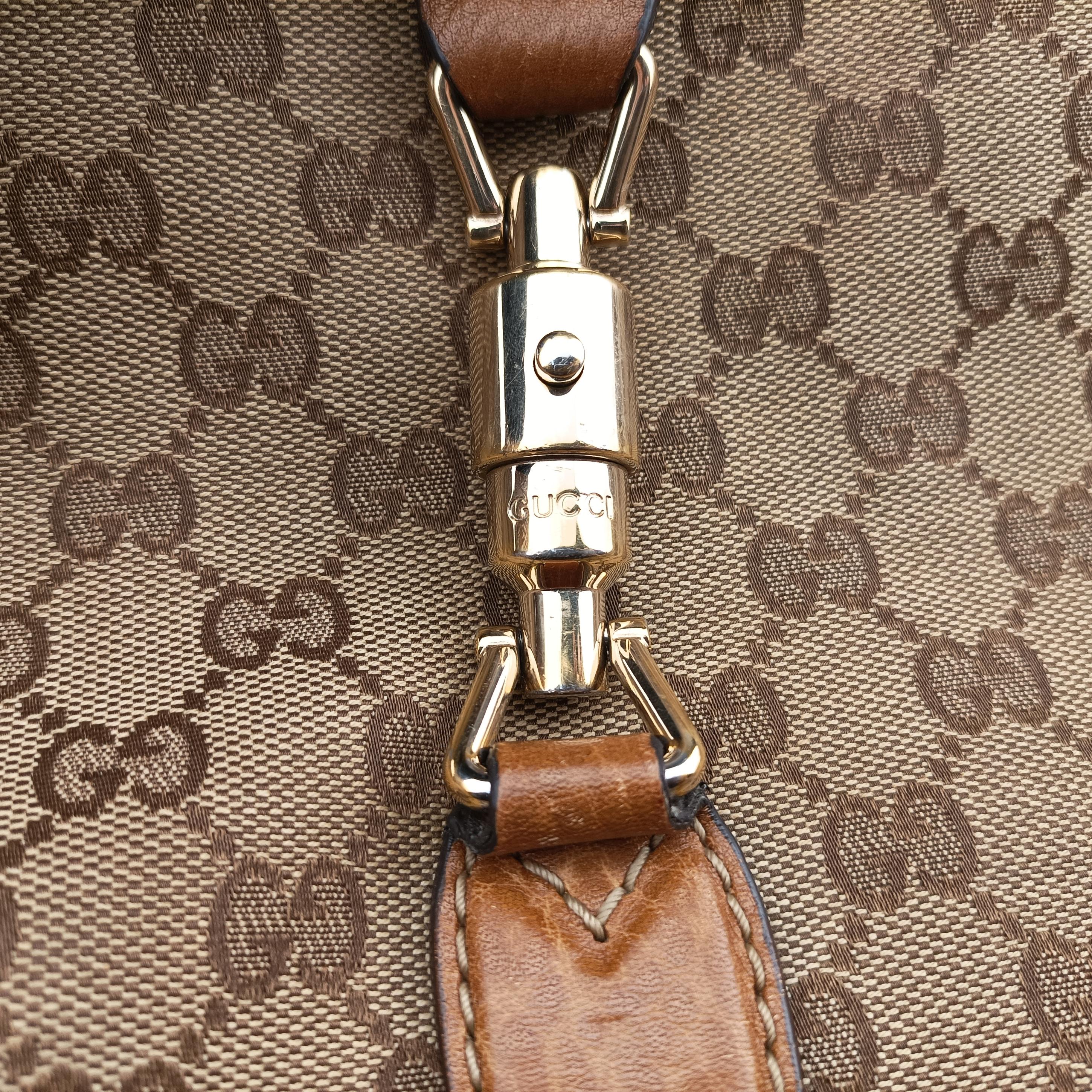 Pre-owned Gucci New Jackie beige×Brown canvas×leather 246907 shoulderbag | stylenewstar