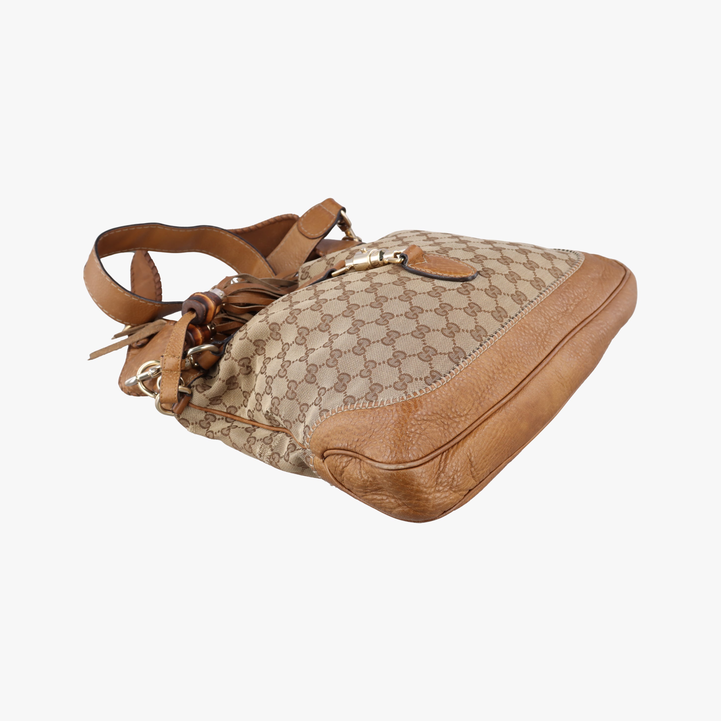 Pre-owned Gucci New Jackie beige×Brown canvas×leather 246907 shoulderbag | stylenewstar