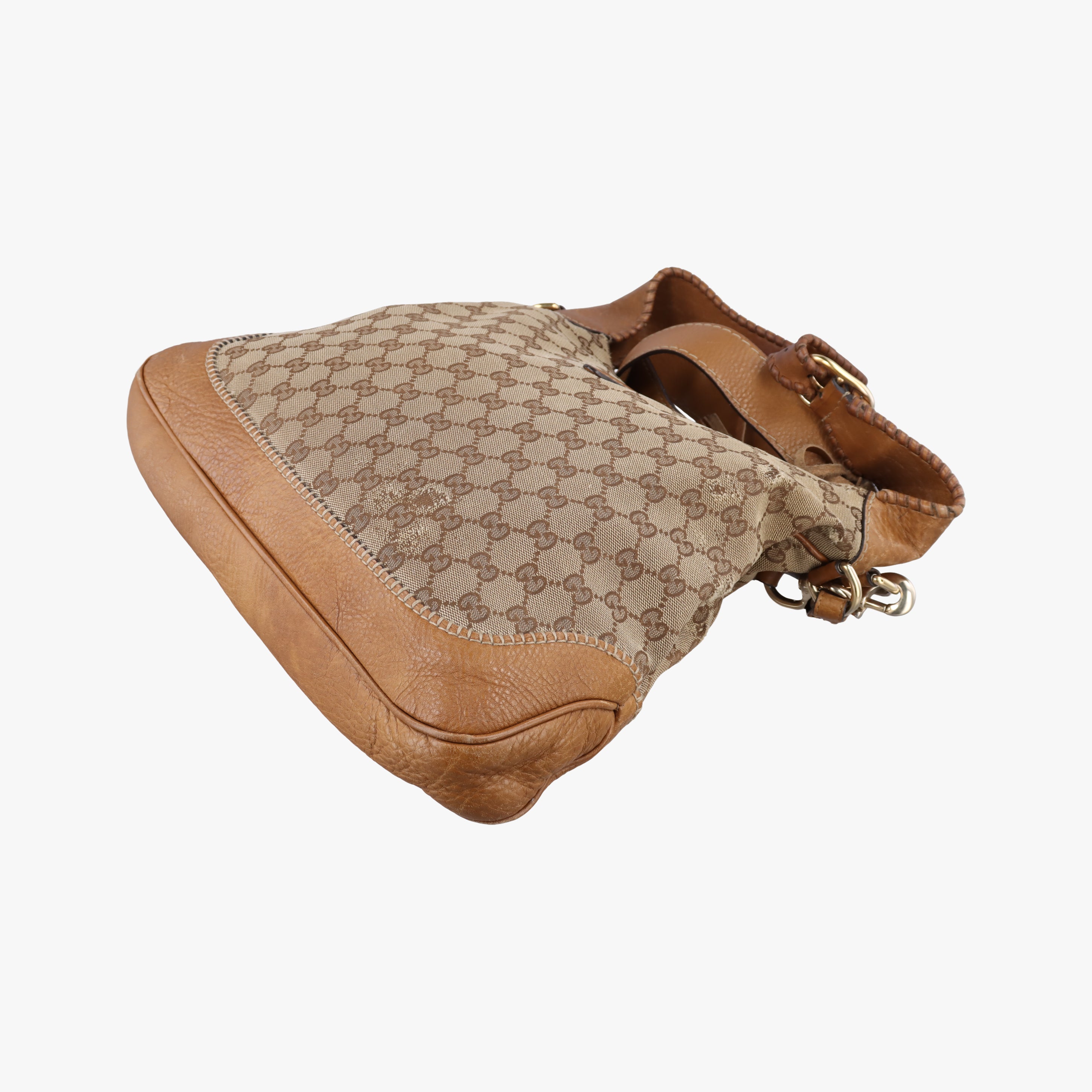 Pre-owned Gucci New Jackie beige×Brown canvas×leather 246907 shoulderbag | stylenewstar