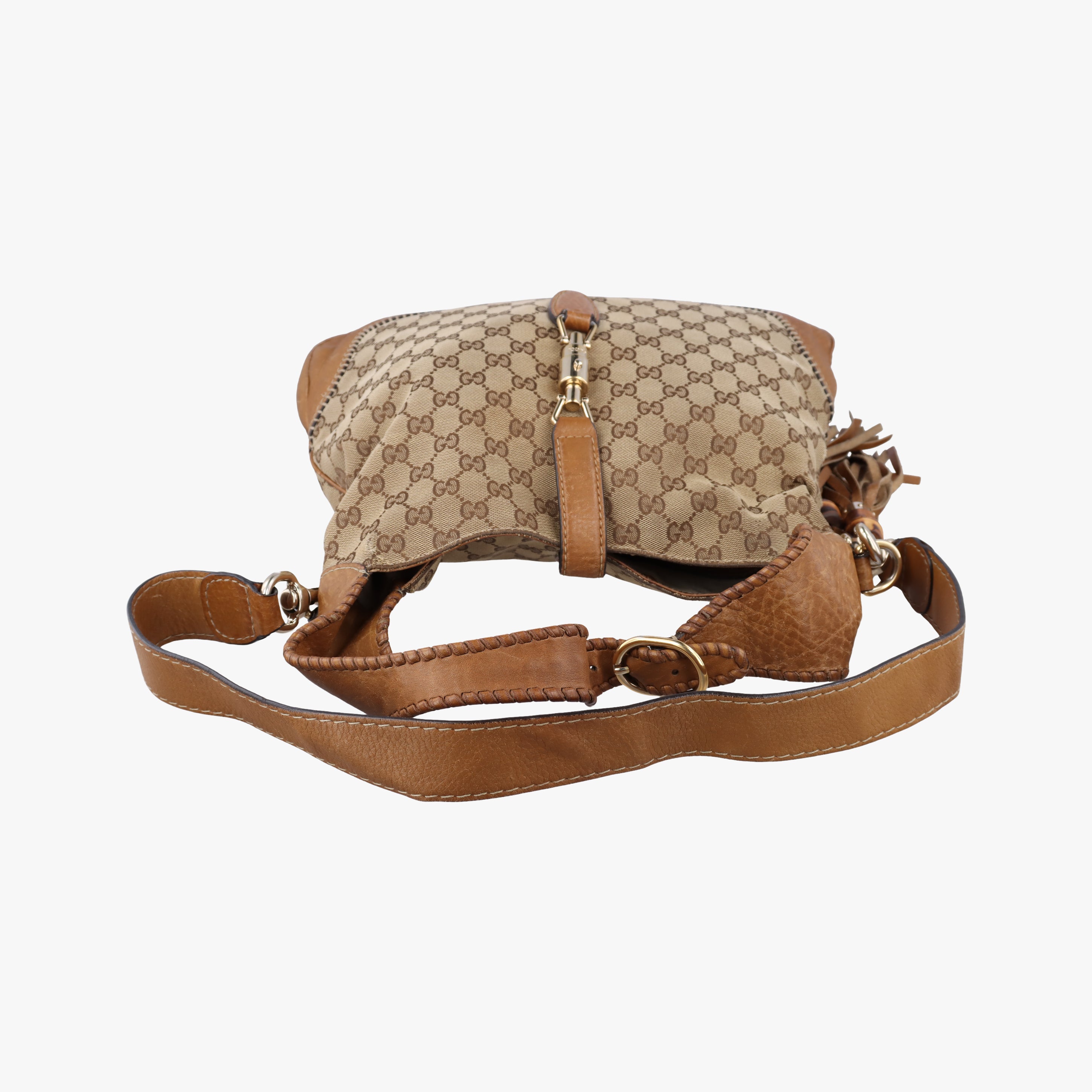 Pre-owned Gucci New Jackie beige×Brown canvas×leather 246907 shoulderbag | stylenewstar