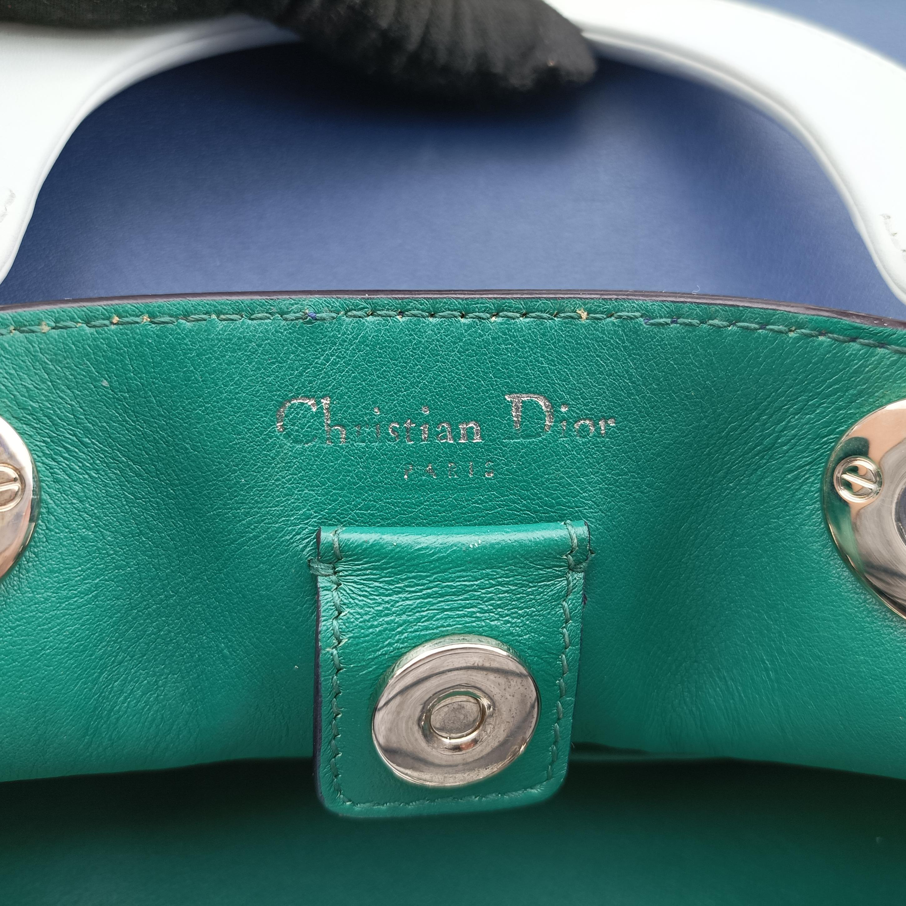 Vintage Christian Dior Diorissimo Blue x Light Blue Leather  shoulderbag | stylenewstar