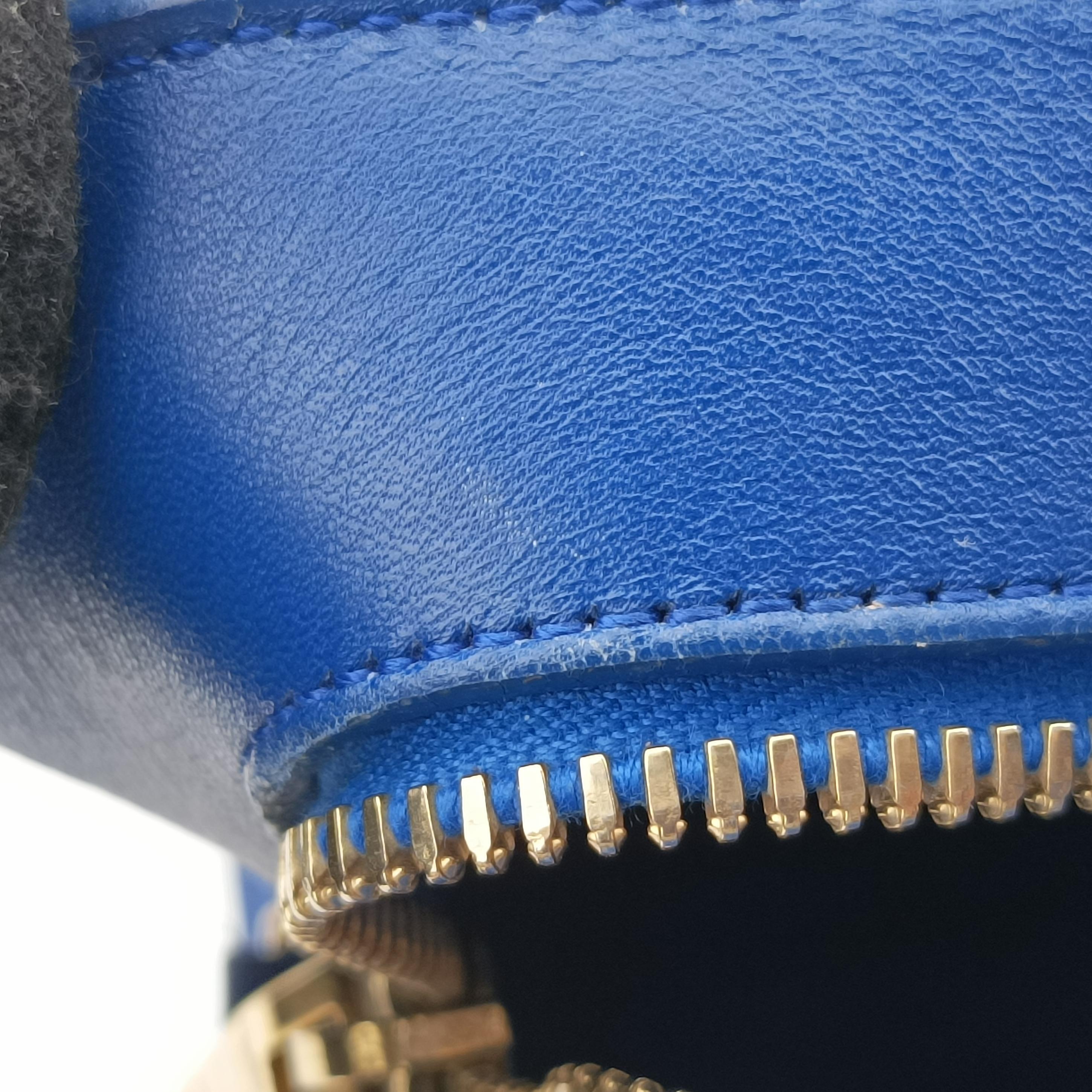 Pre-owned Yves Saint Laurent baby cabas Blue Leather 372087 shoulderbag | stylenewstar