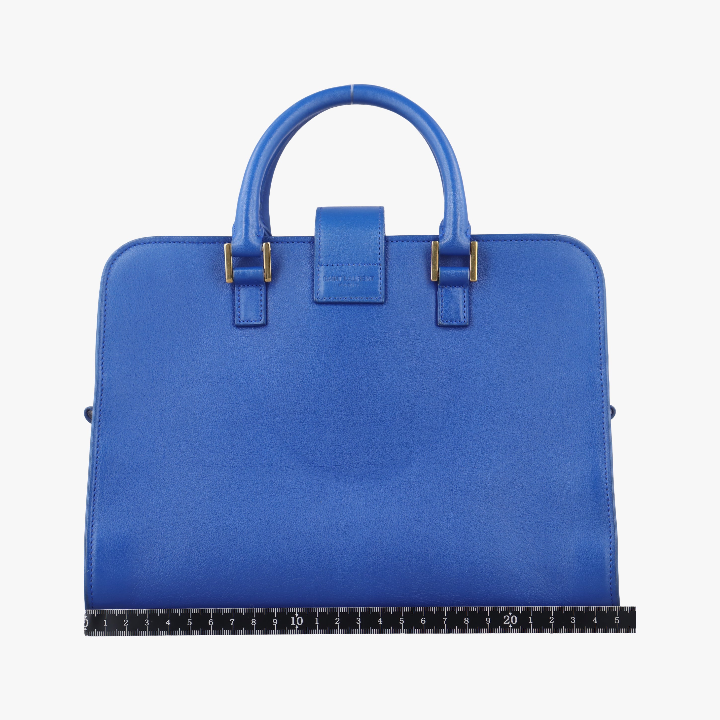Pre-owned Yves Saint Laurent baby cabas Blue Leather 372087 shoulderbag | stylenewstar