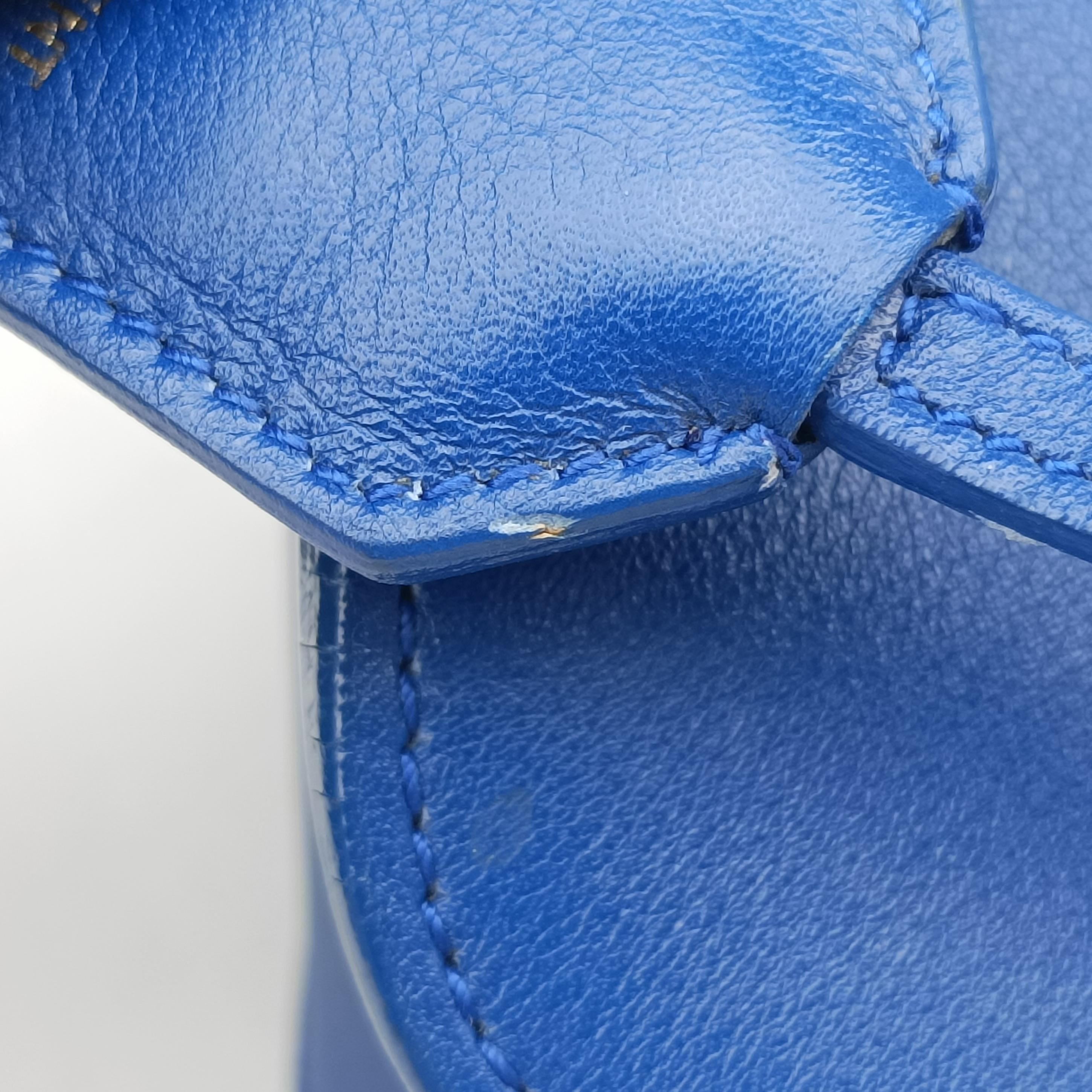 Pre-owned Yves Saint Laurent baby cabas Blue Leather 372087 shoulderbag | stylenewstar