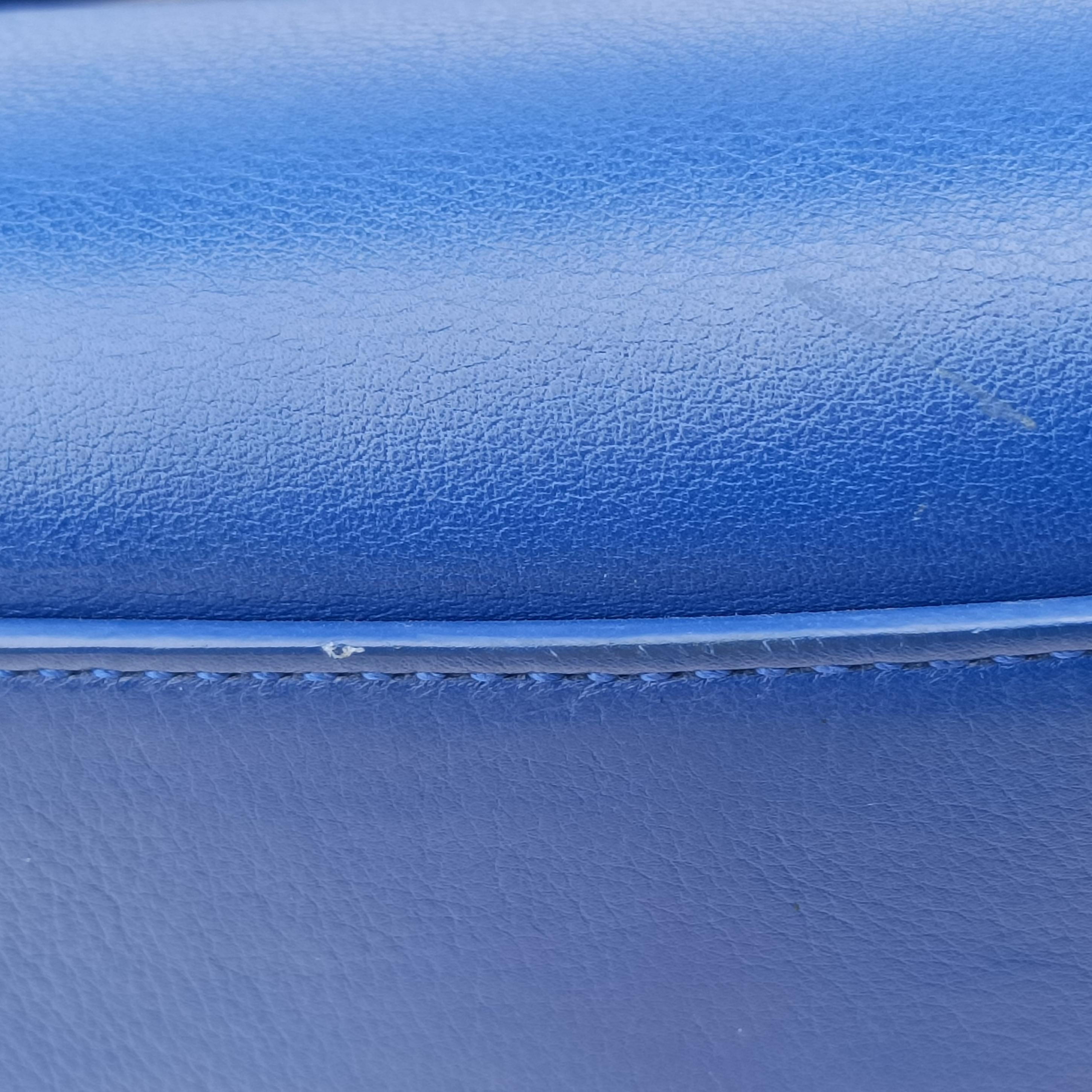Pre-owned Yves Saint Laurent baby cabas Blue Leather 372087 shoulderbag | stylenewstar