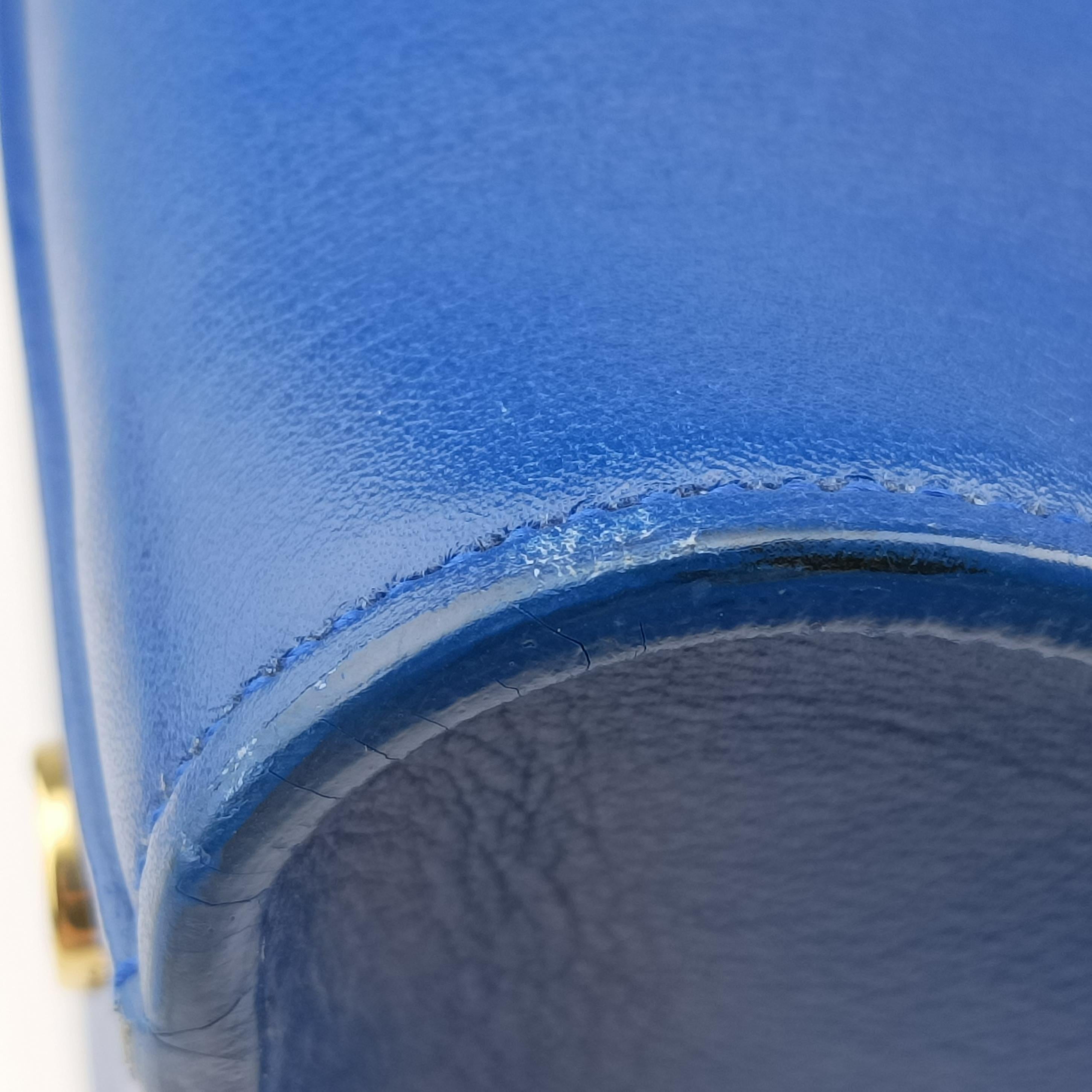 Pre-owned Yves Saint Laurent baby cabas Blue Leather 372087 shoulderbag | stylenewstar