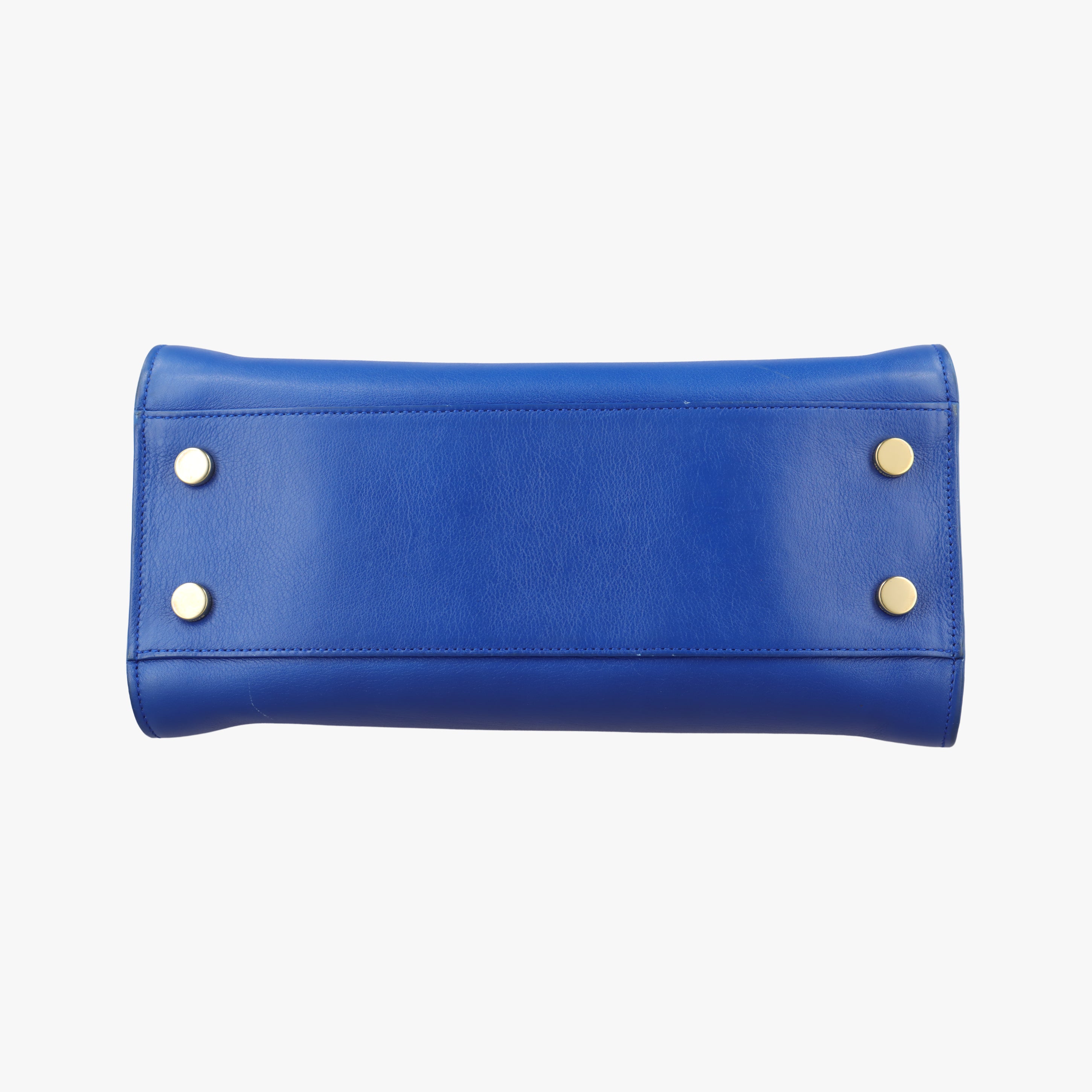 Pre-owned Yves Saint Laurent baby cabas Blue Leather 372087 shoulderbag | stylenewstar