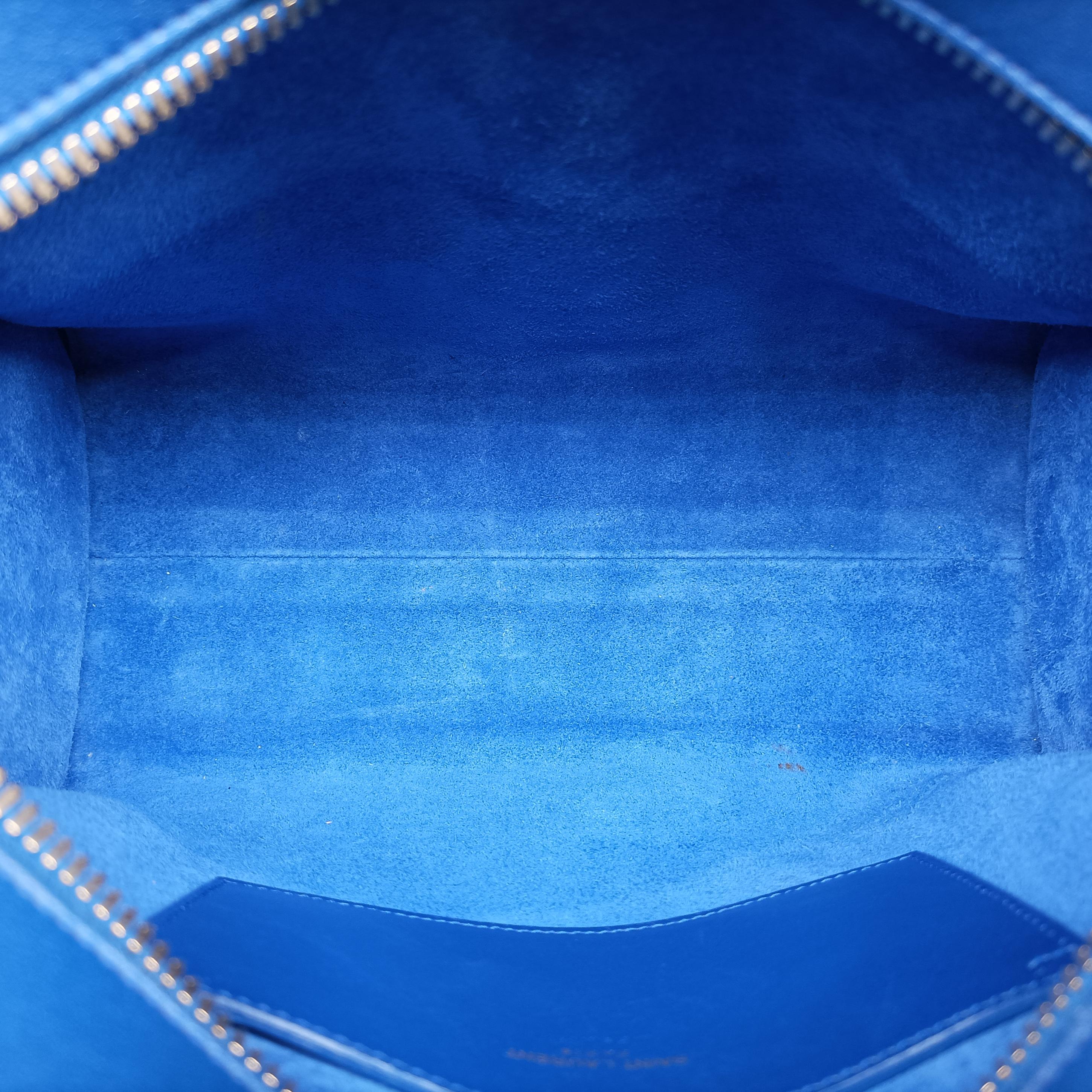 Pre-owned Yves Saint Laurent baby cabas Blue Leather 372087 shoulderbag | stylenewstar