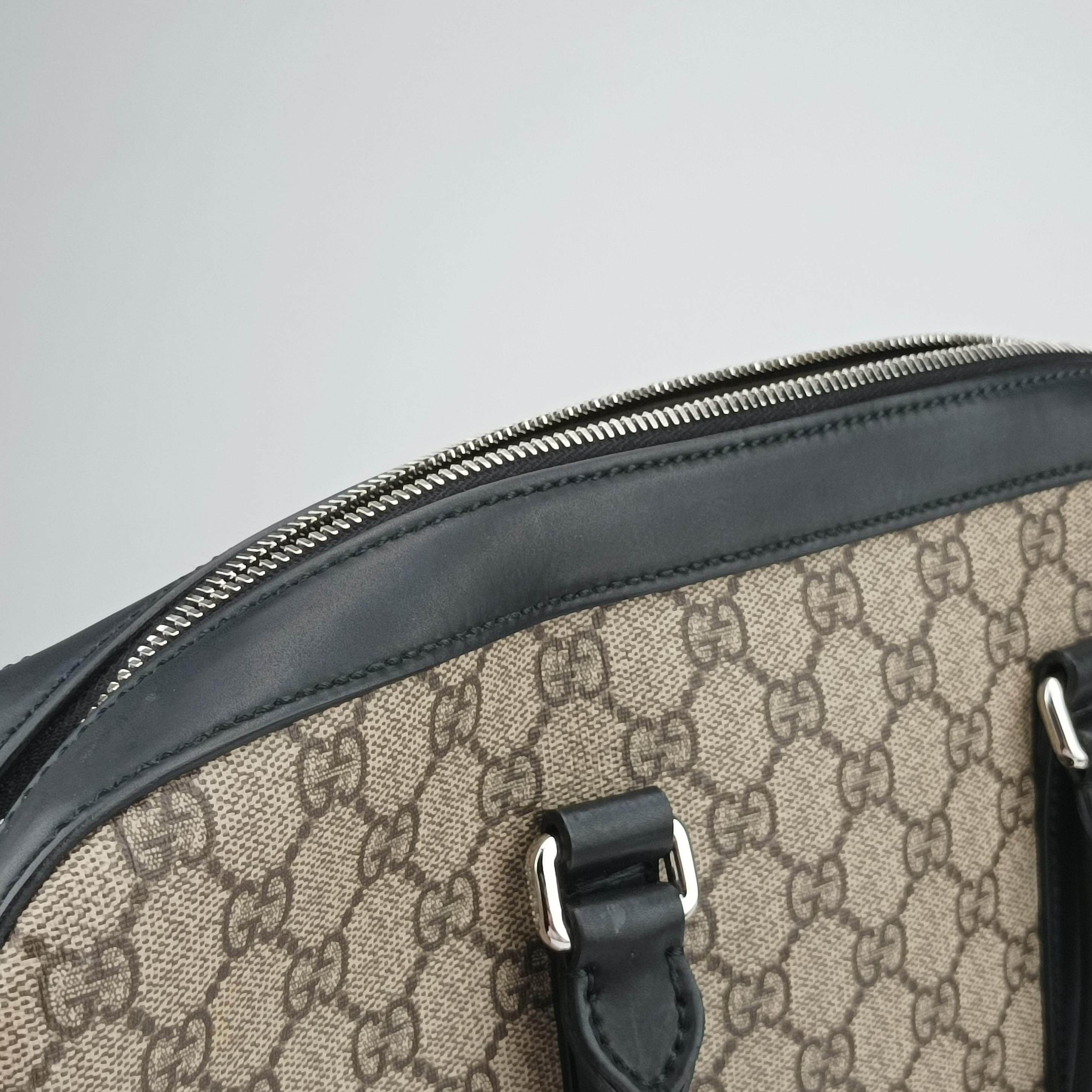 Pre-owned Gucci GG Supreme Brown×Black PVC coated canvas×Leather 450944 handbag | stylenewstar