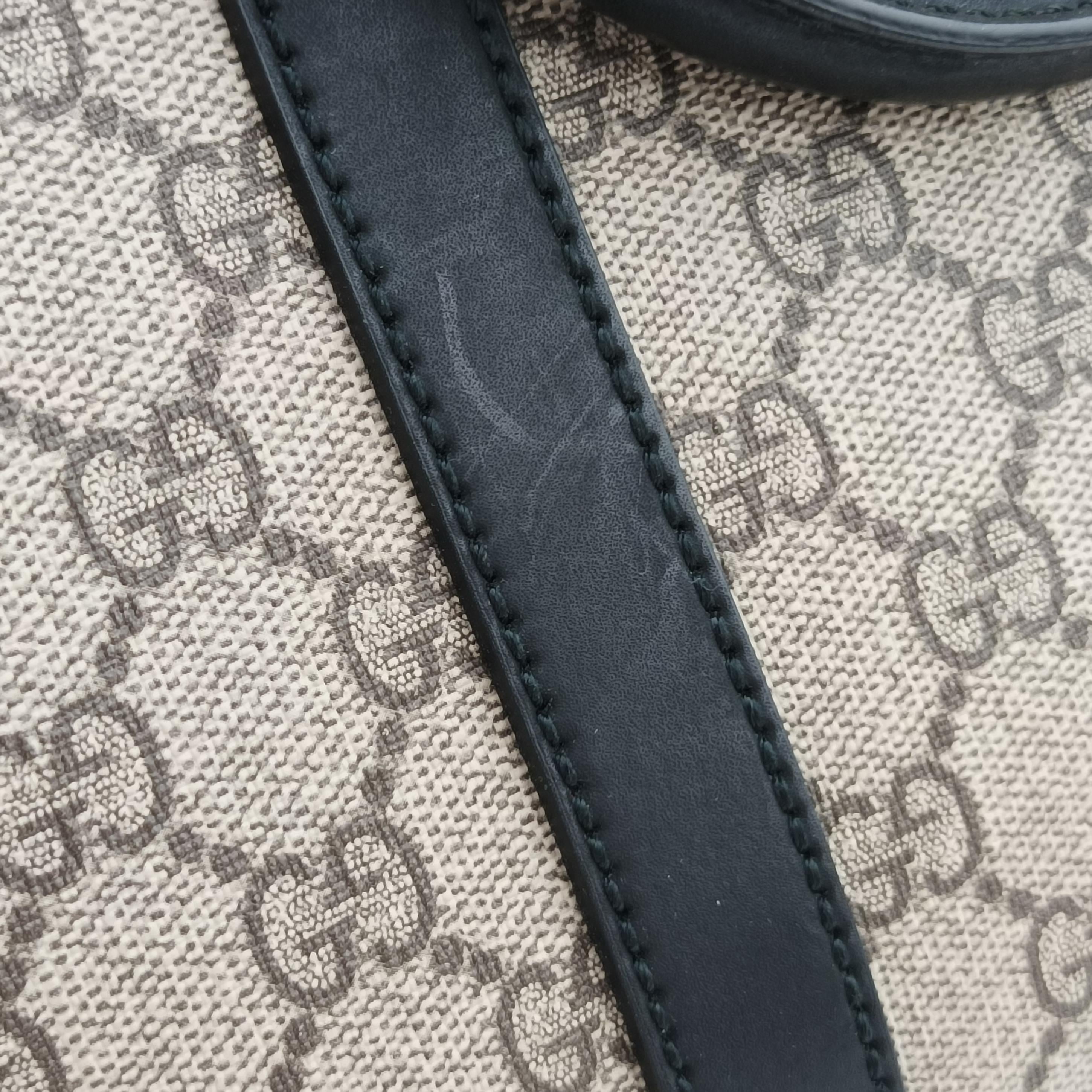 Pre-owned Gucci GG Supreme Brown×Black PVC coated canvas×Leather 450944 handbag | stylenewstar