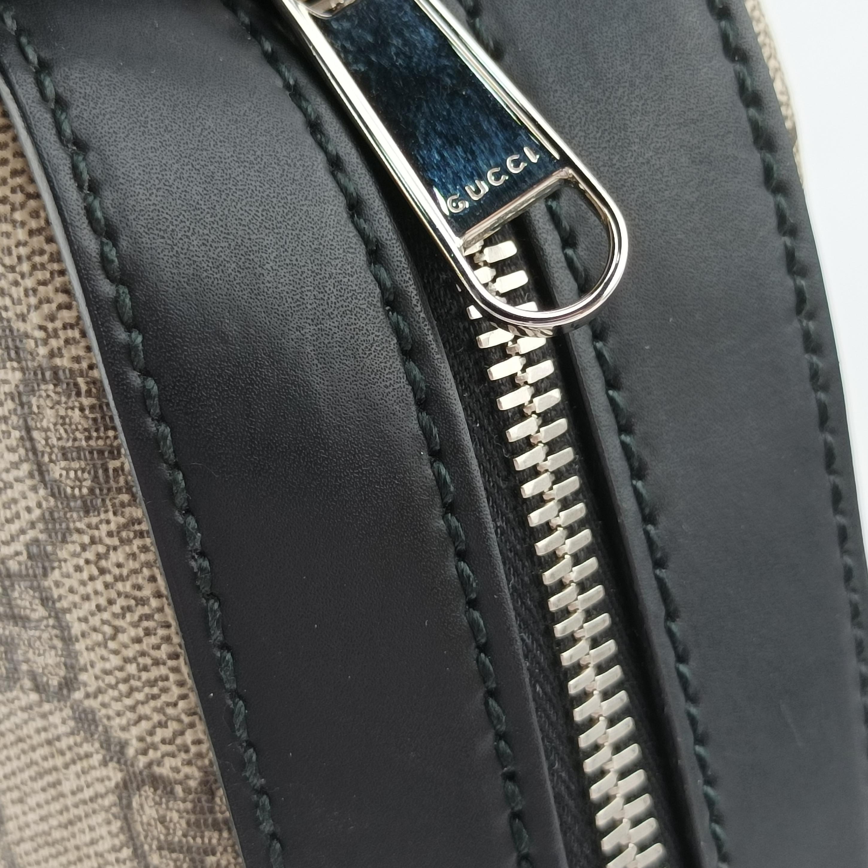 Pre-owned Gucci GG Supreme Brown×Black PVC coated canvas×Leather 450944 handbag | stylenewstar