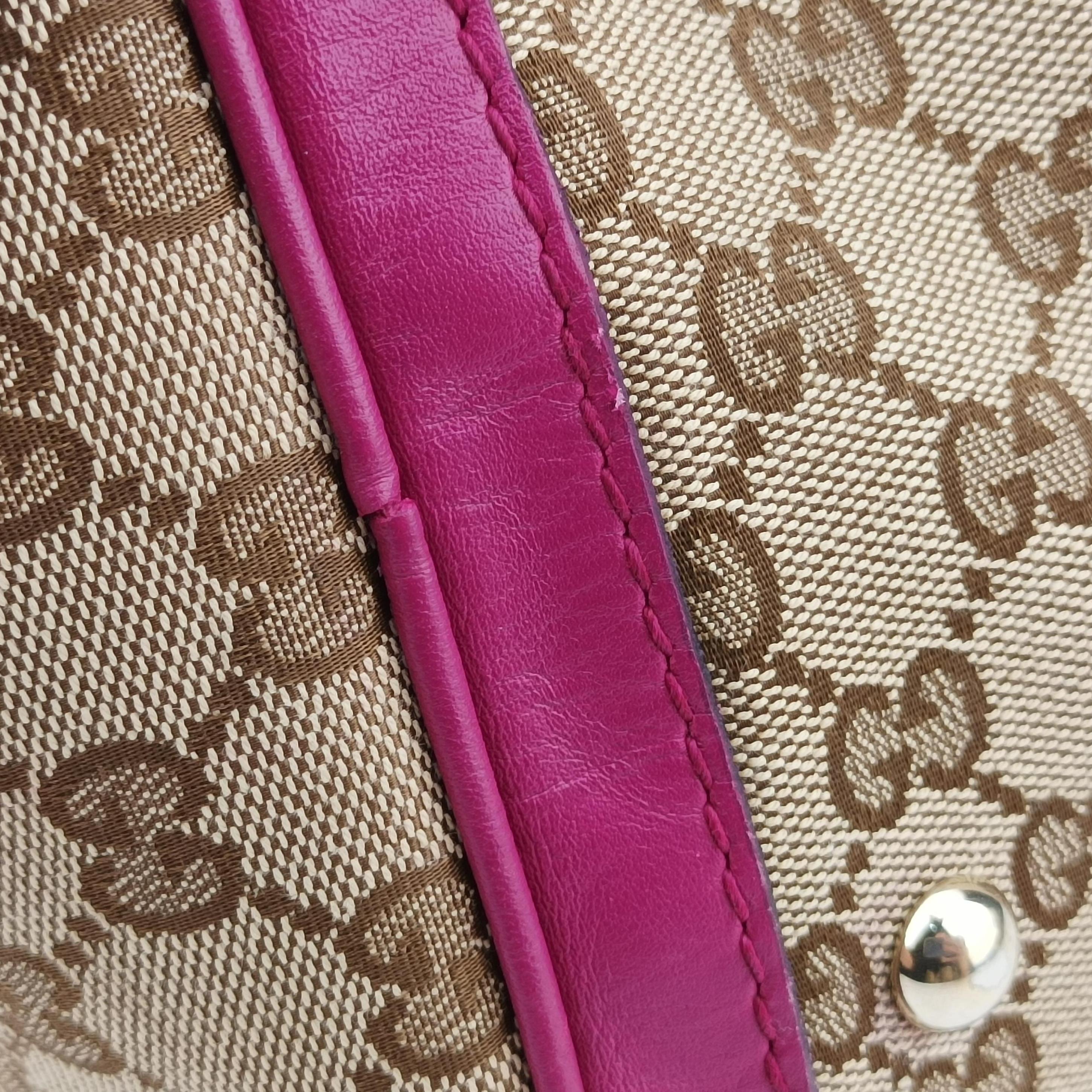 Secondhand Gucci Sherry Line beige×rose canvas×leather 247205 handbag | stylenewstar